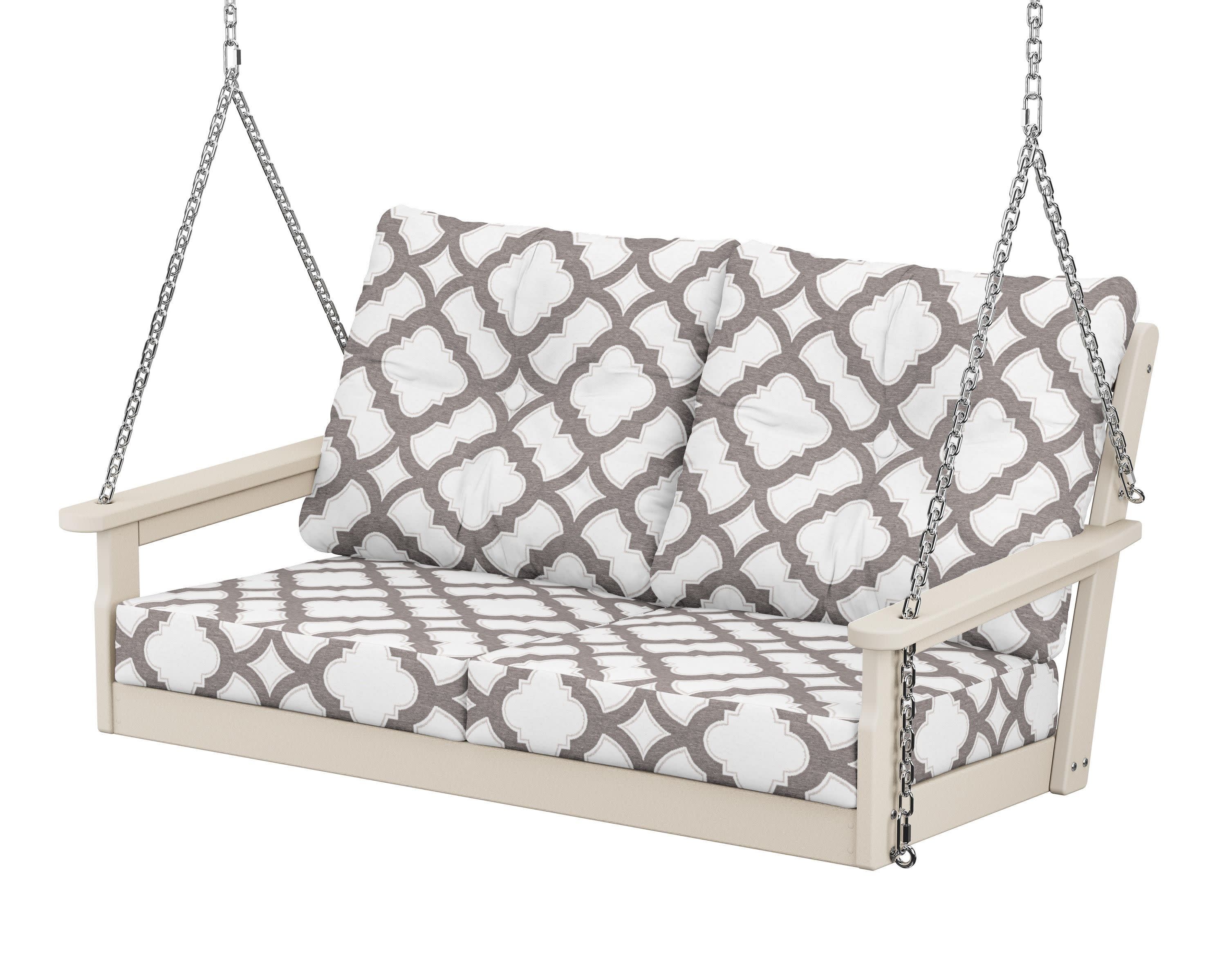 Vineyard Deep Seating Swing in Sand / Trellis Grey Mist