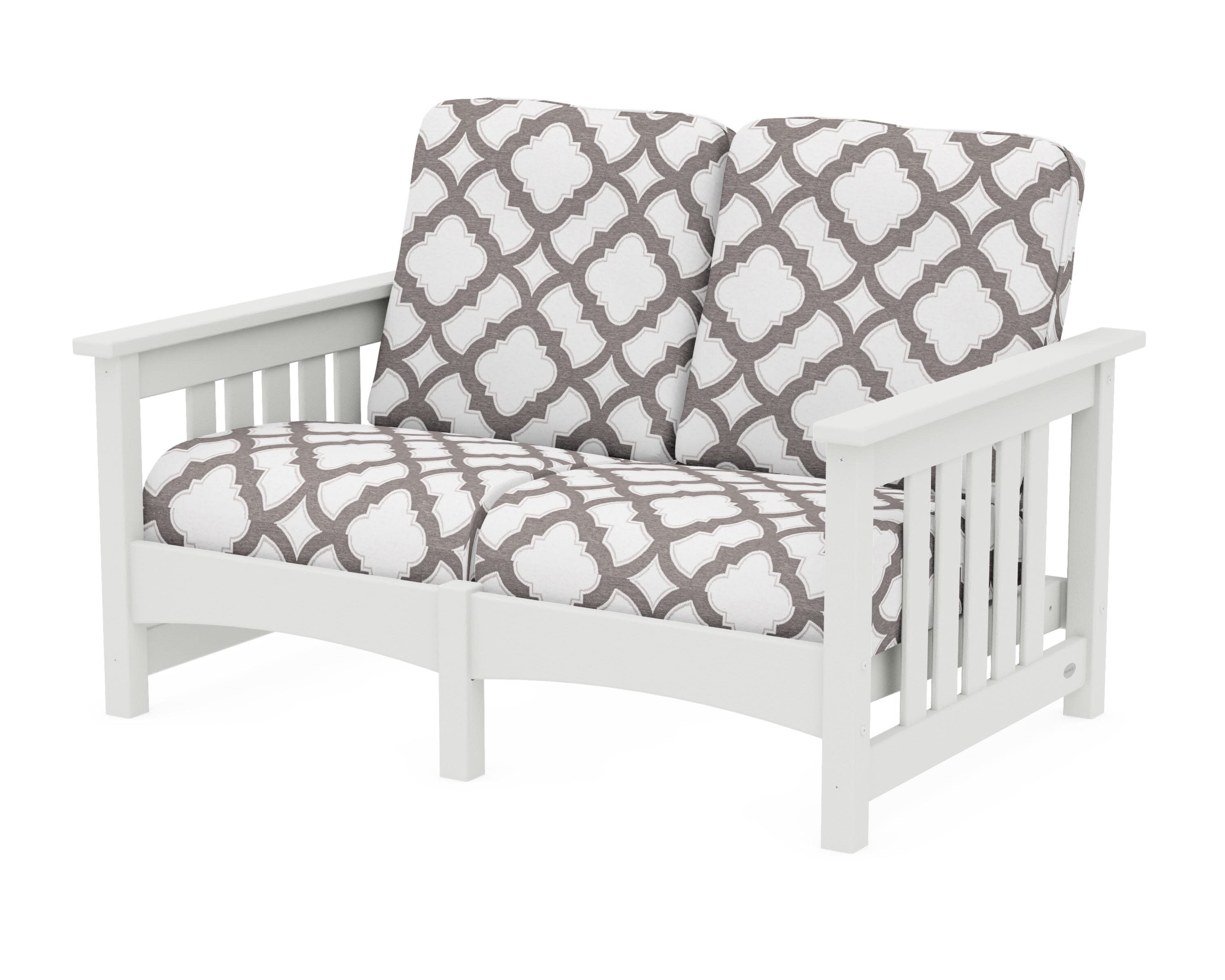 Club Mission Loveseat in Vintage White / Trellis Grey Mist