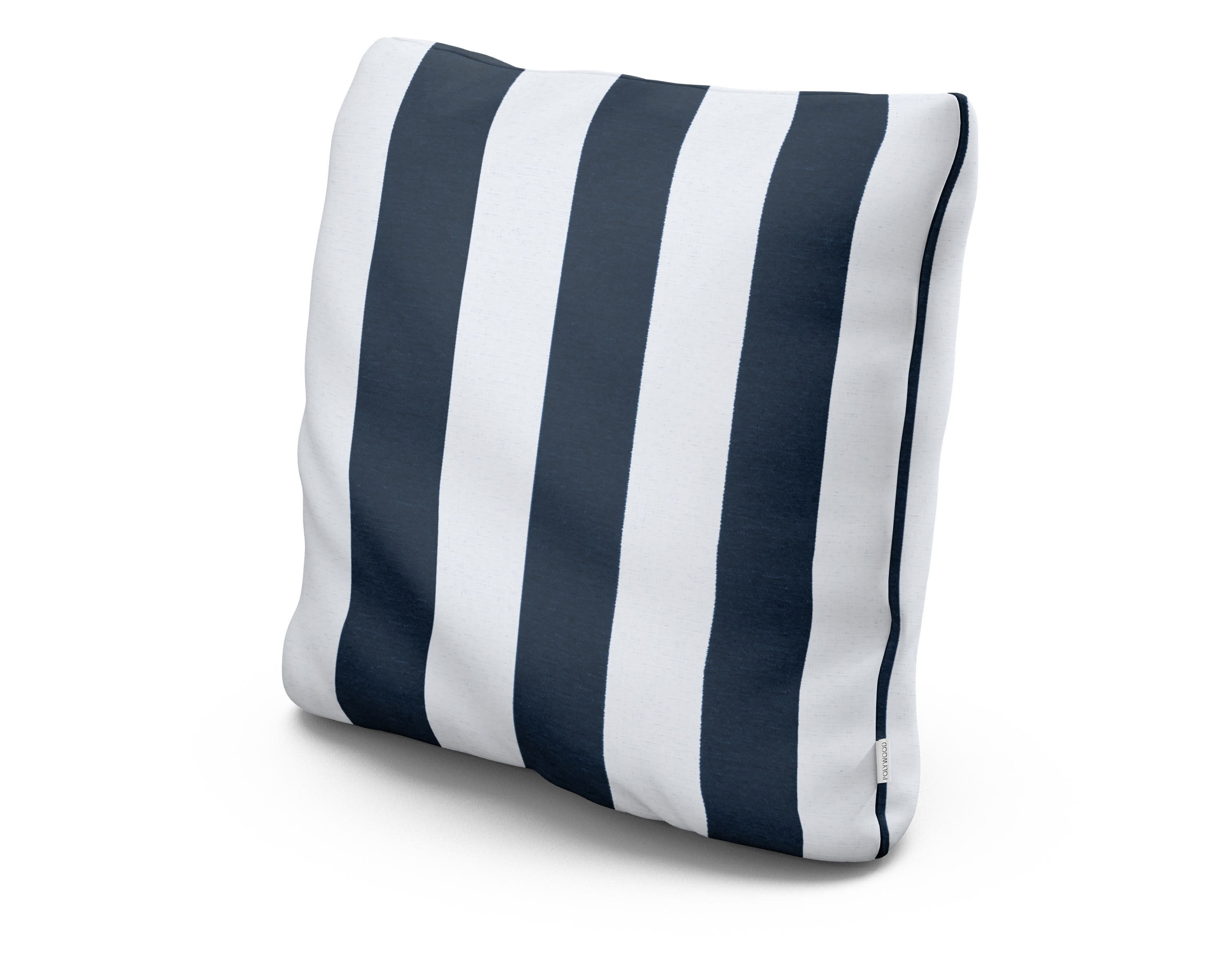 22" Outdoor Throw Pillow in Cabana Stripe Marine Indigo