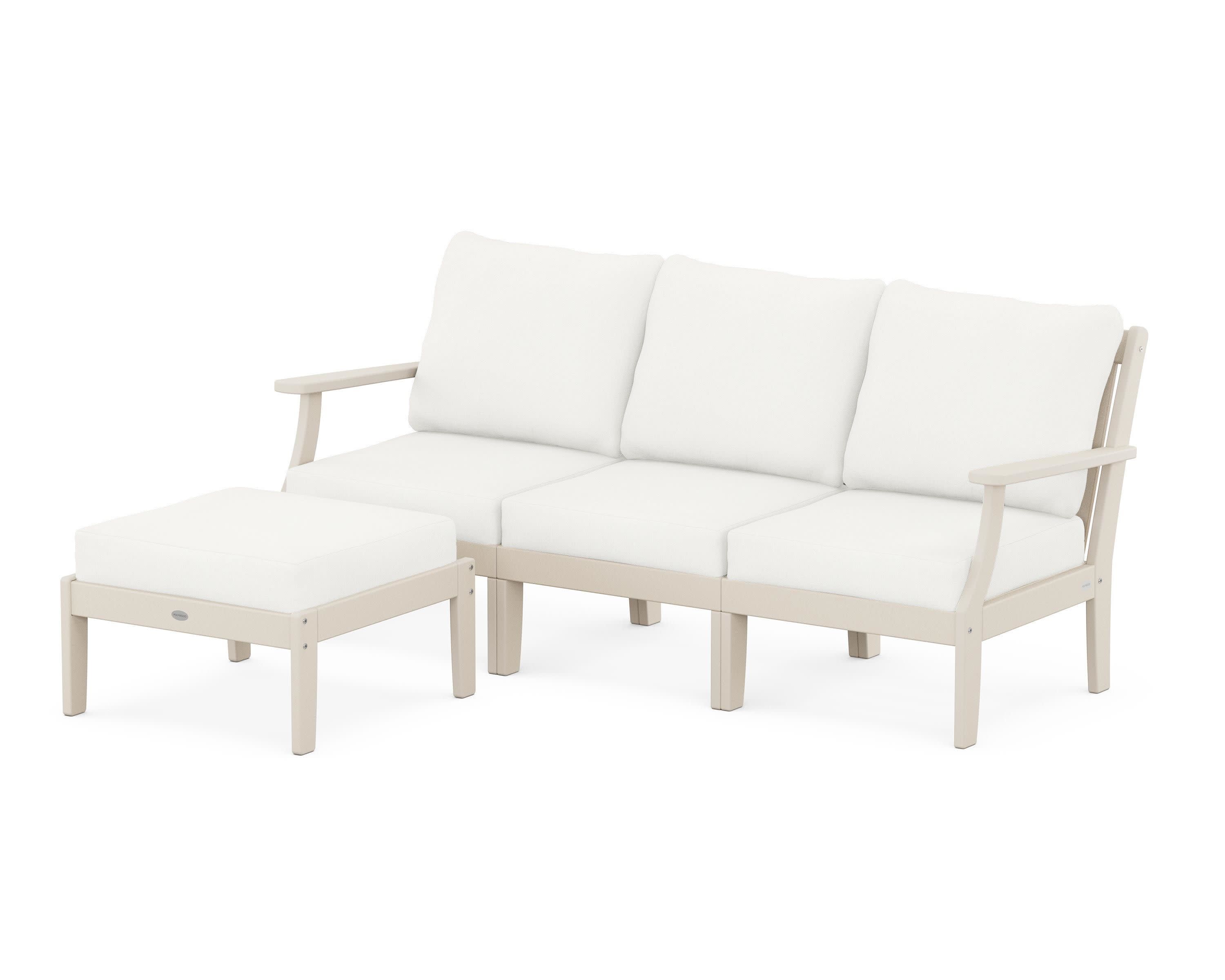 Braxton Modular 4-Piece Deep Seating Set with Ottoman in Sand / Natural Linen