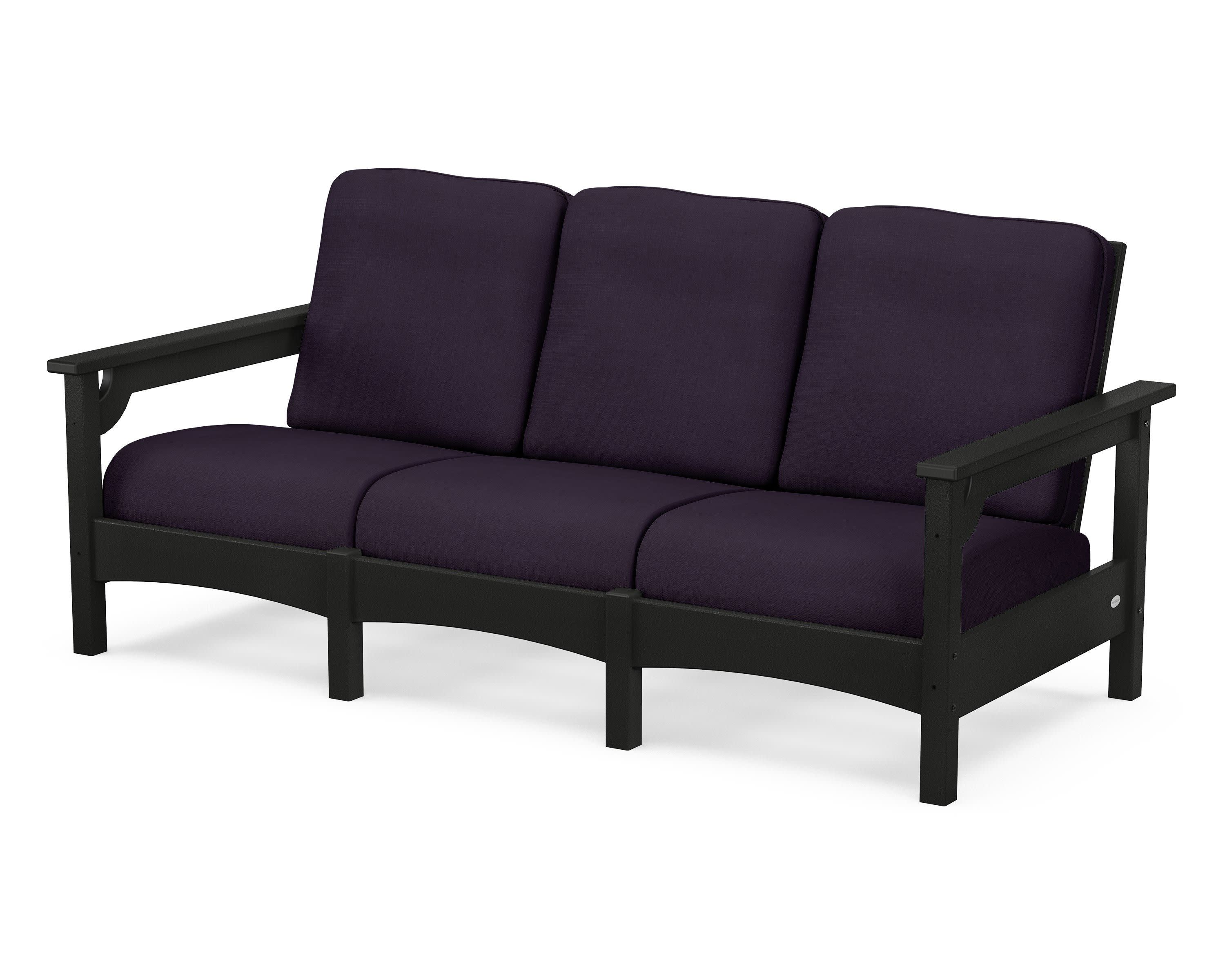 Club Sofa in Black / Navy Linen
