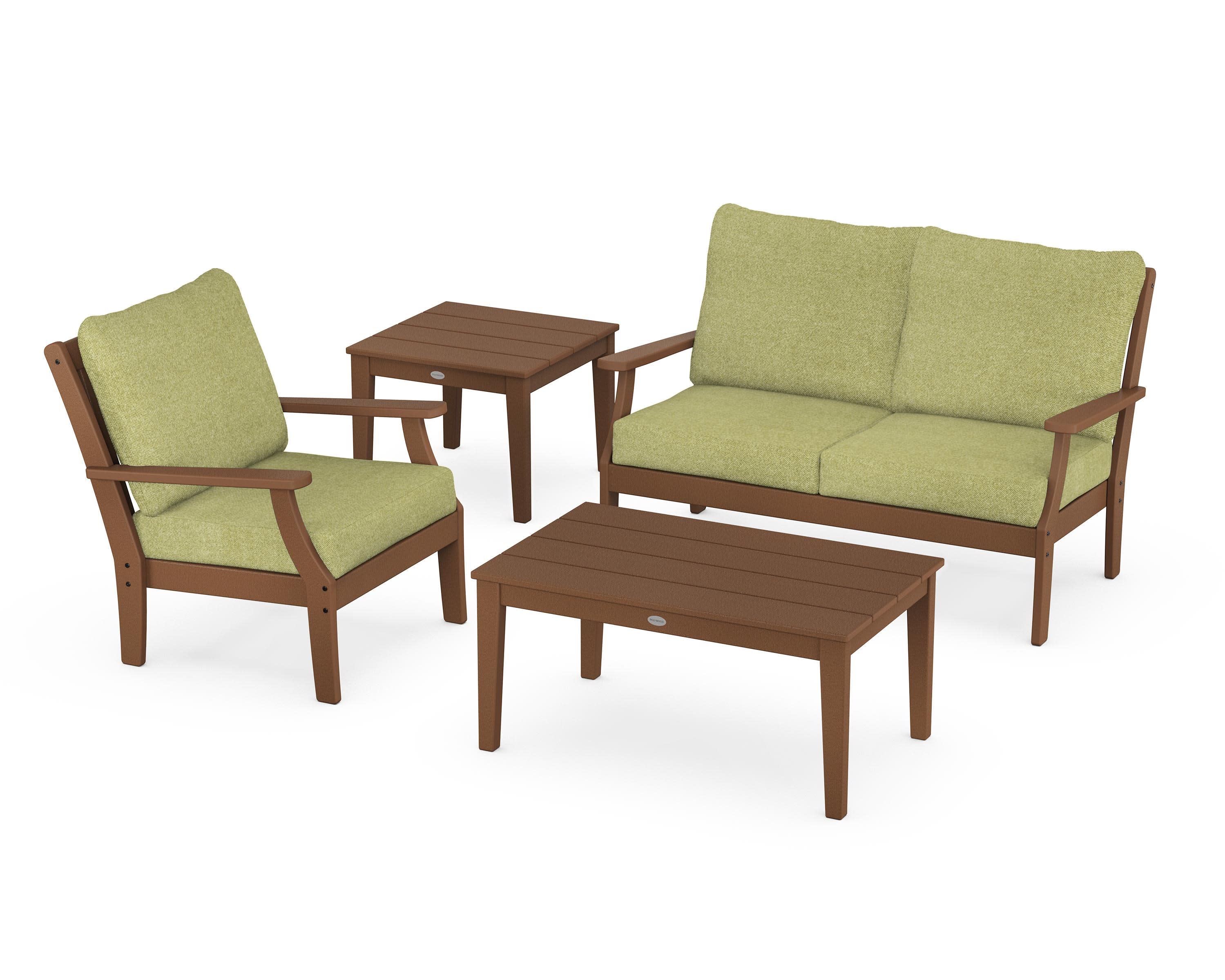 Braxton 4-Piece Deep Seating Set in Teak / Chartreuse Boucle