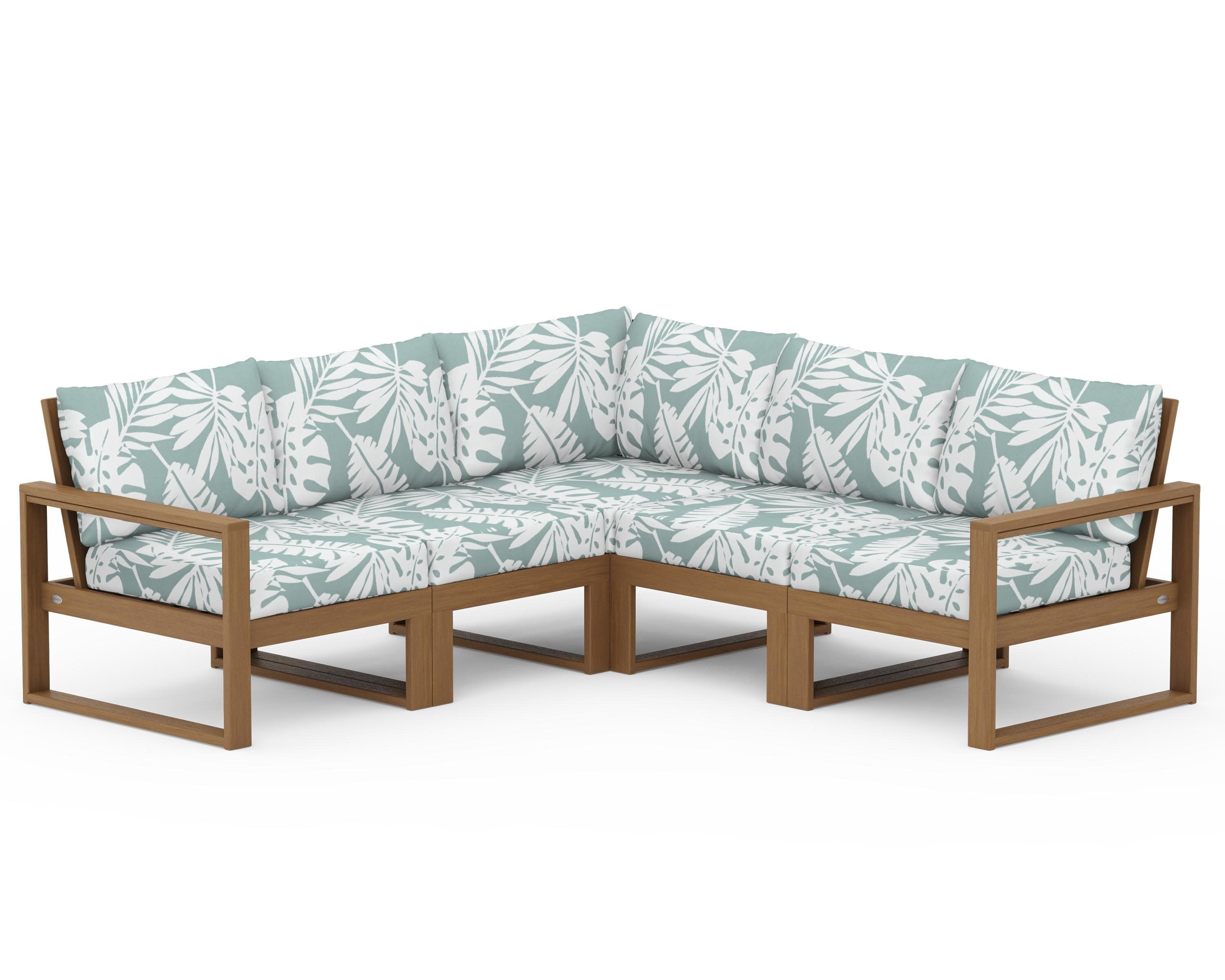 EDGE 5-Piece Modular Deep Seating Set in Natural / Leaf Glacier Spa