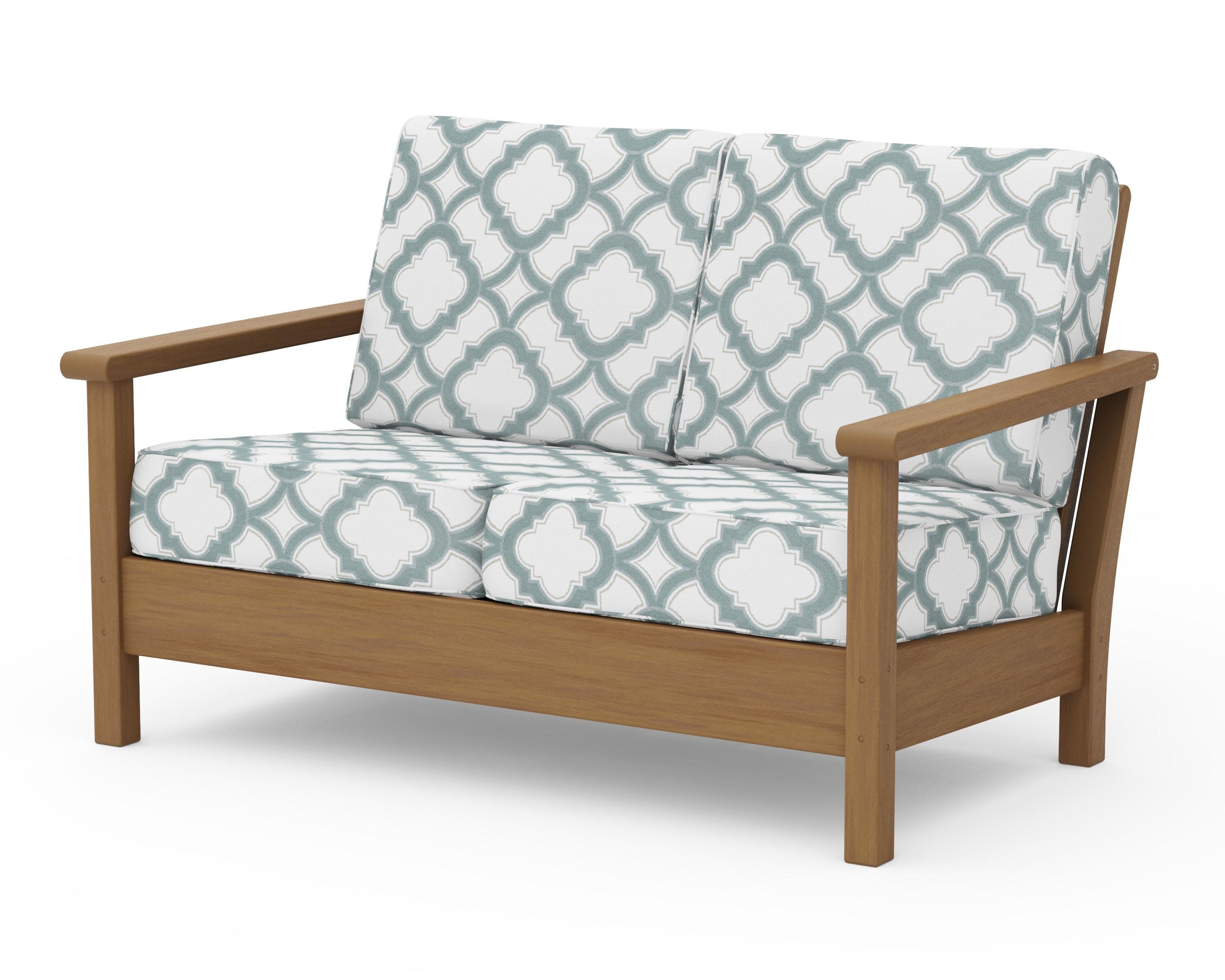 Harbour Deep Seating Loveseat in Natural / Trellis Glacier Spa