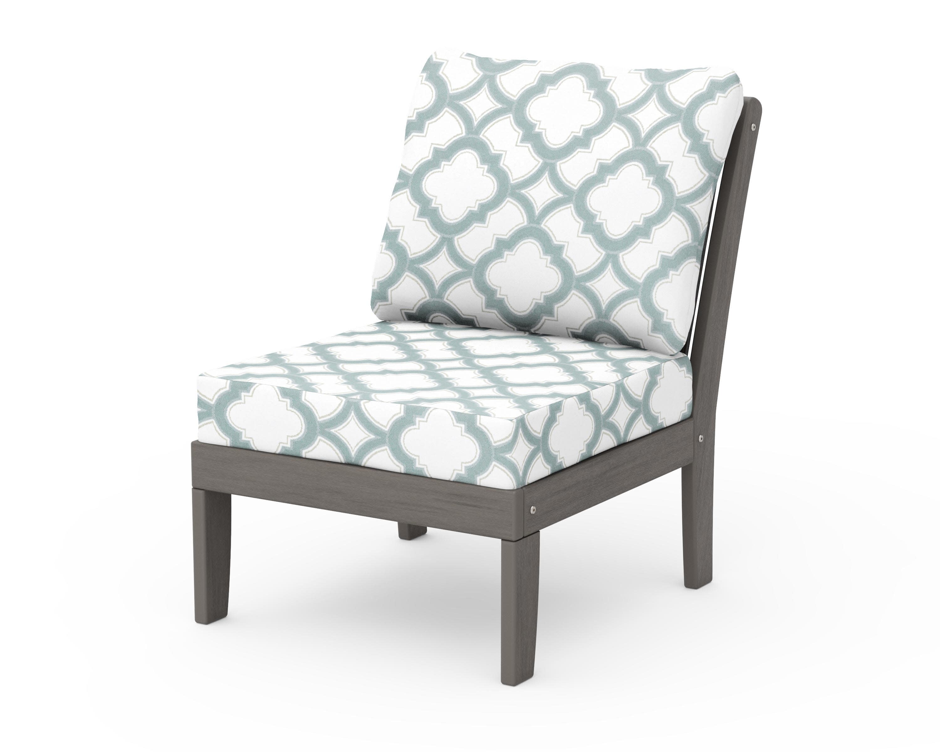 Braxton Modular Armless Chair in Driftwood / Trellis Glacier Spa