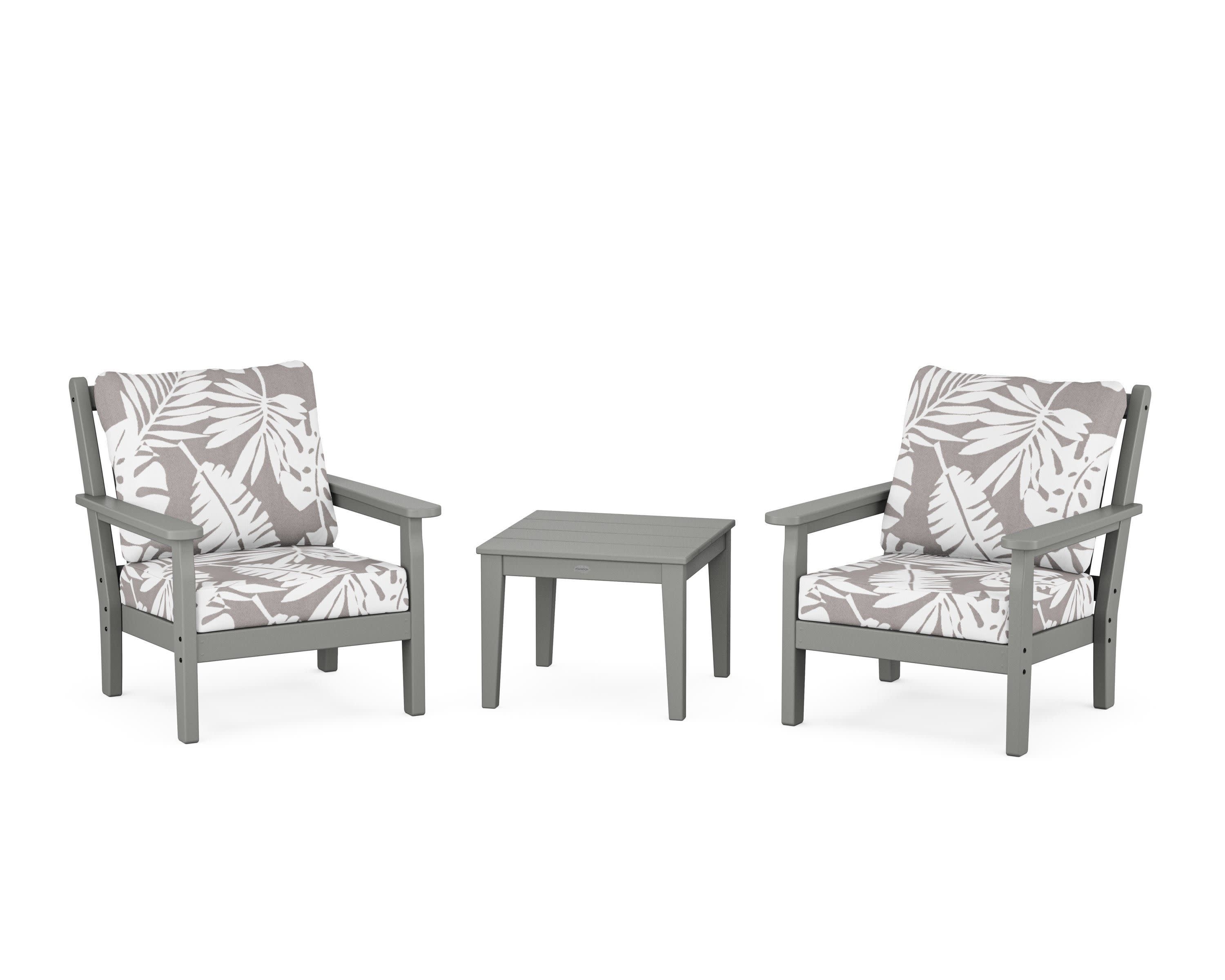 Chippendale 3-Piece Deep Seating Set in Slate Grey / Leaf Grey Mist