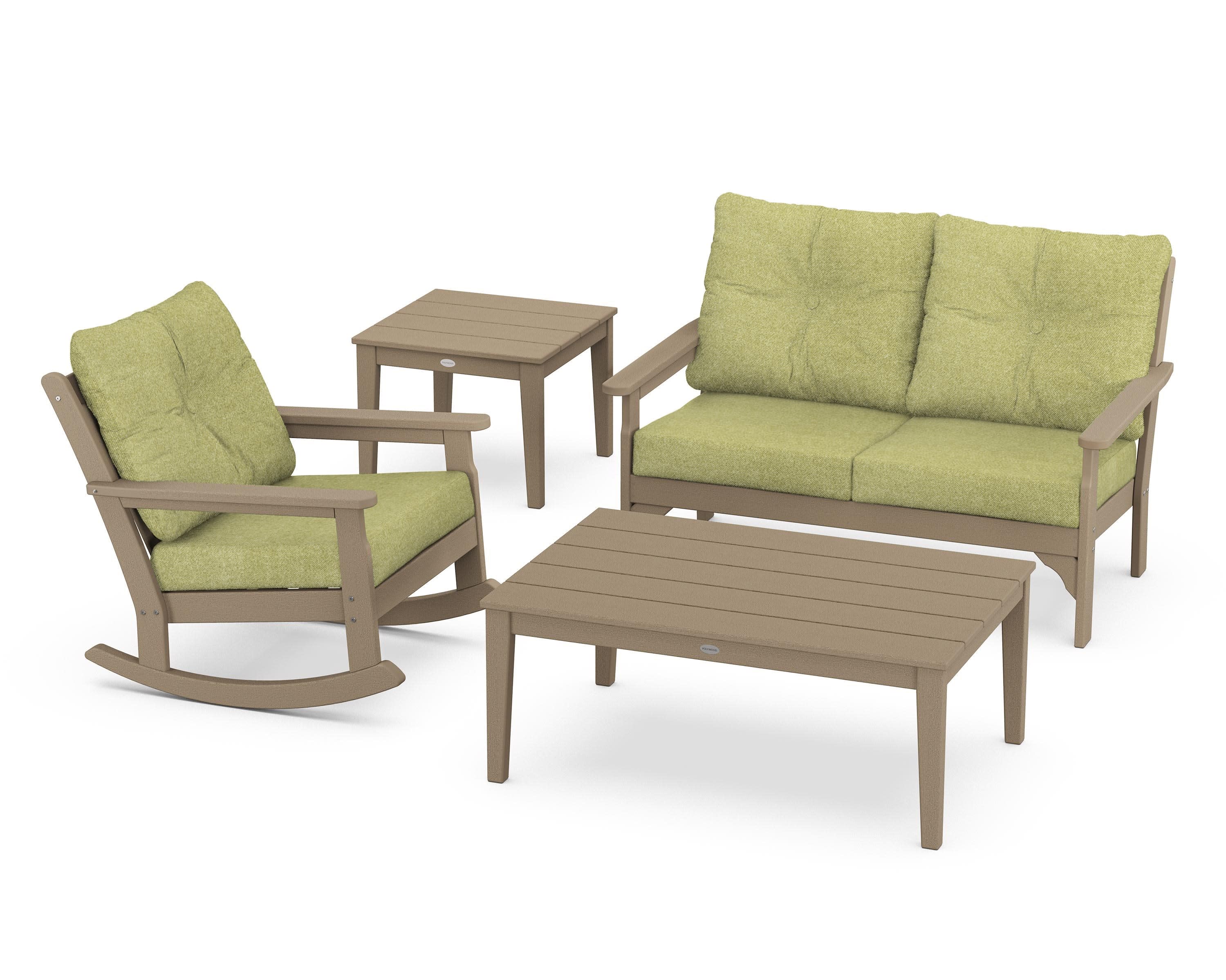 Vineyard 4-Piece Deep Seating Rocker Set in Vintage Sahara / Chartreuse Boucle