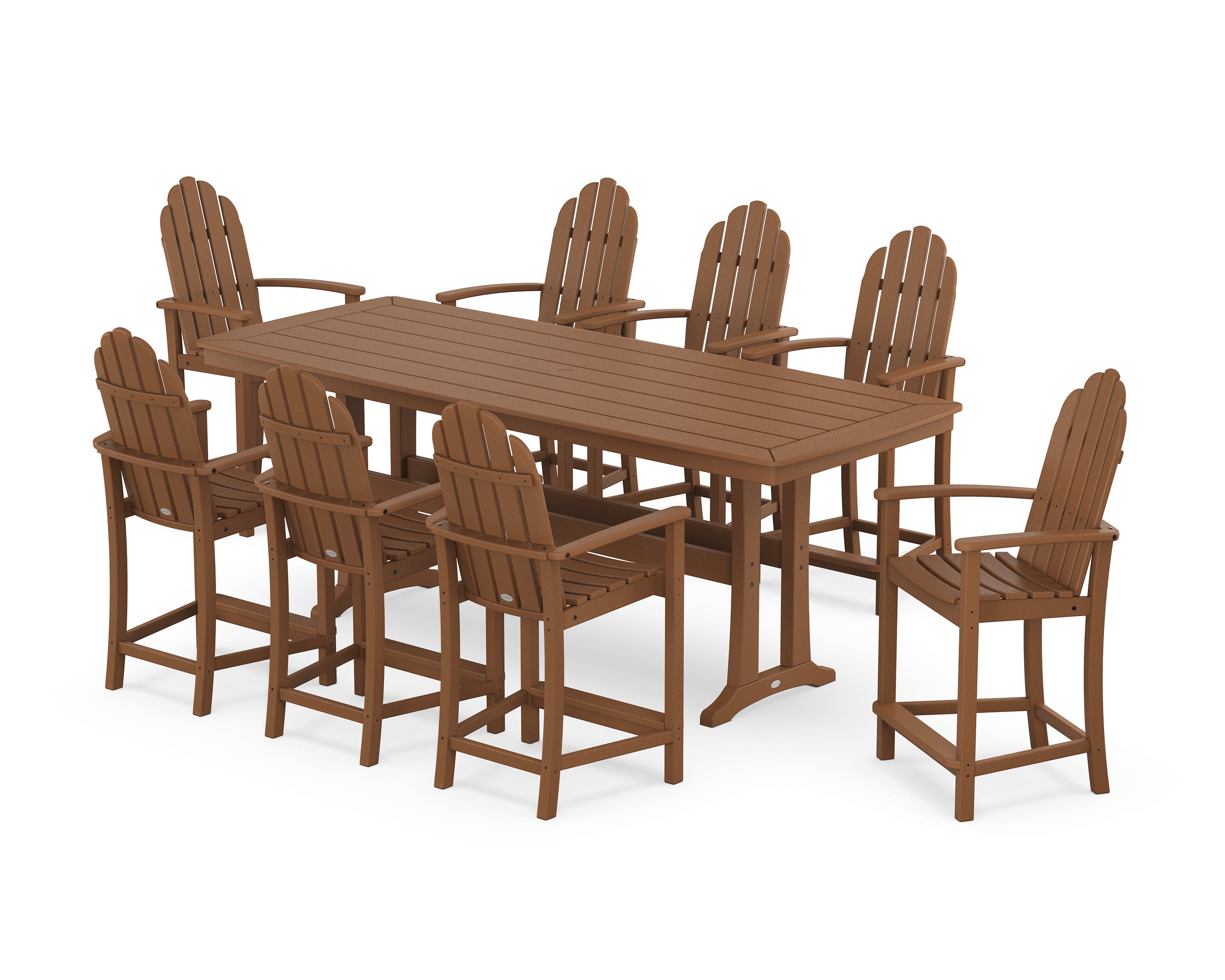Classic Adirondack 9-Piece Counter Set with Trestle Legs in Teak