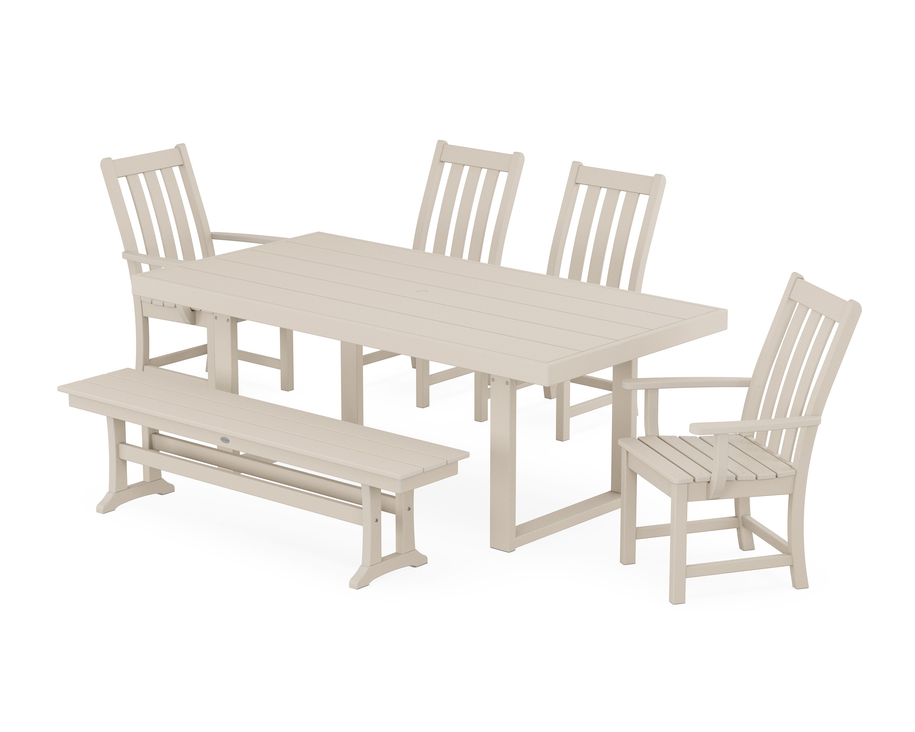 Vineyard 6-Piece Dining Set with Bench in Sand