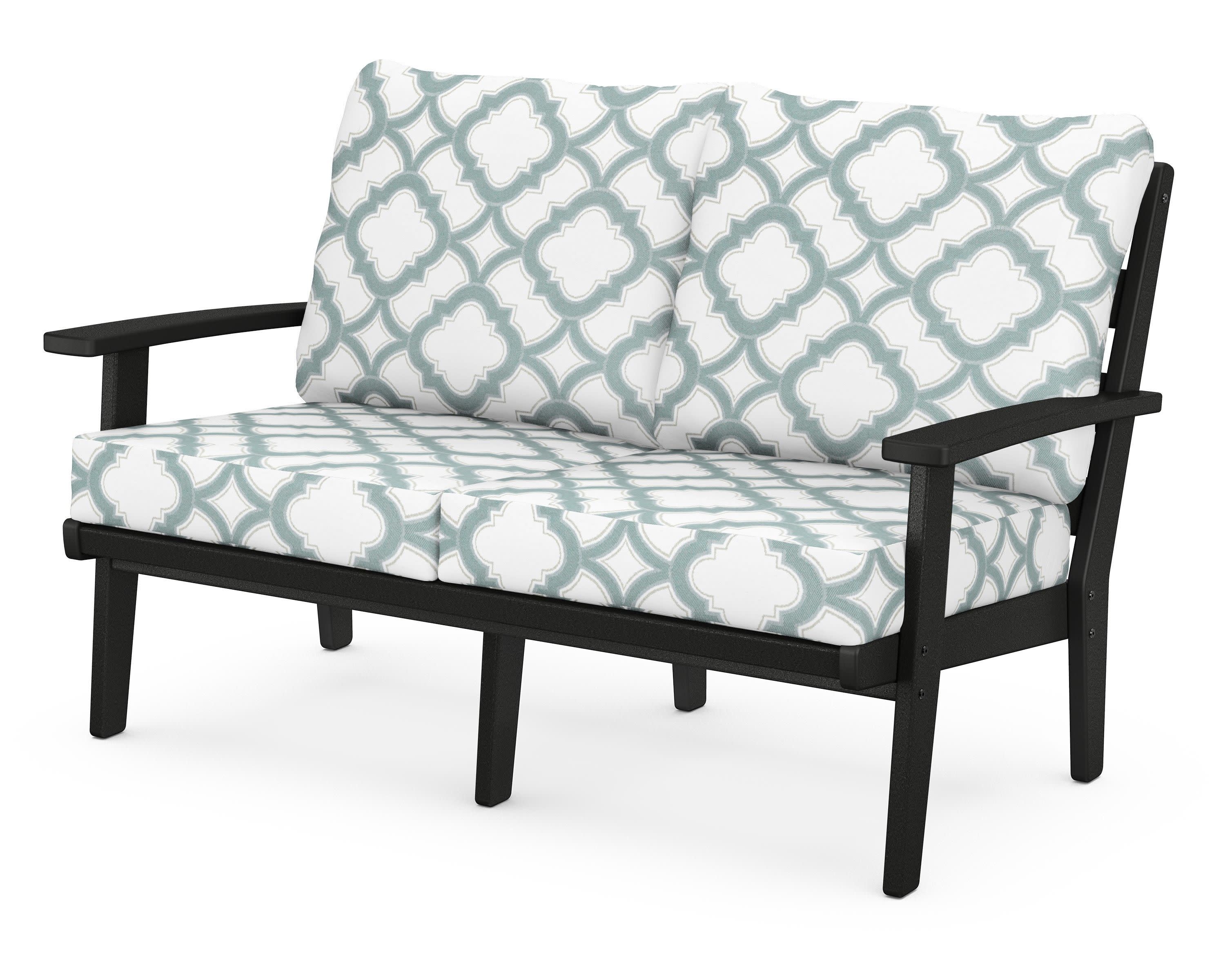 Grant Park Deep Seating Loveseat in Black / Trellis Glacier Spa