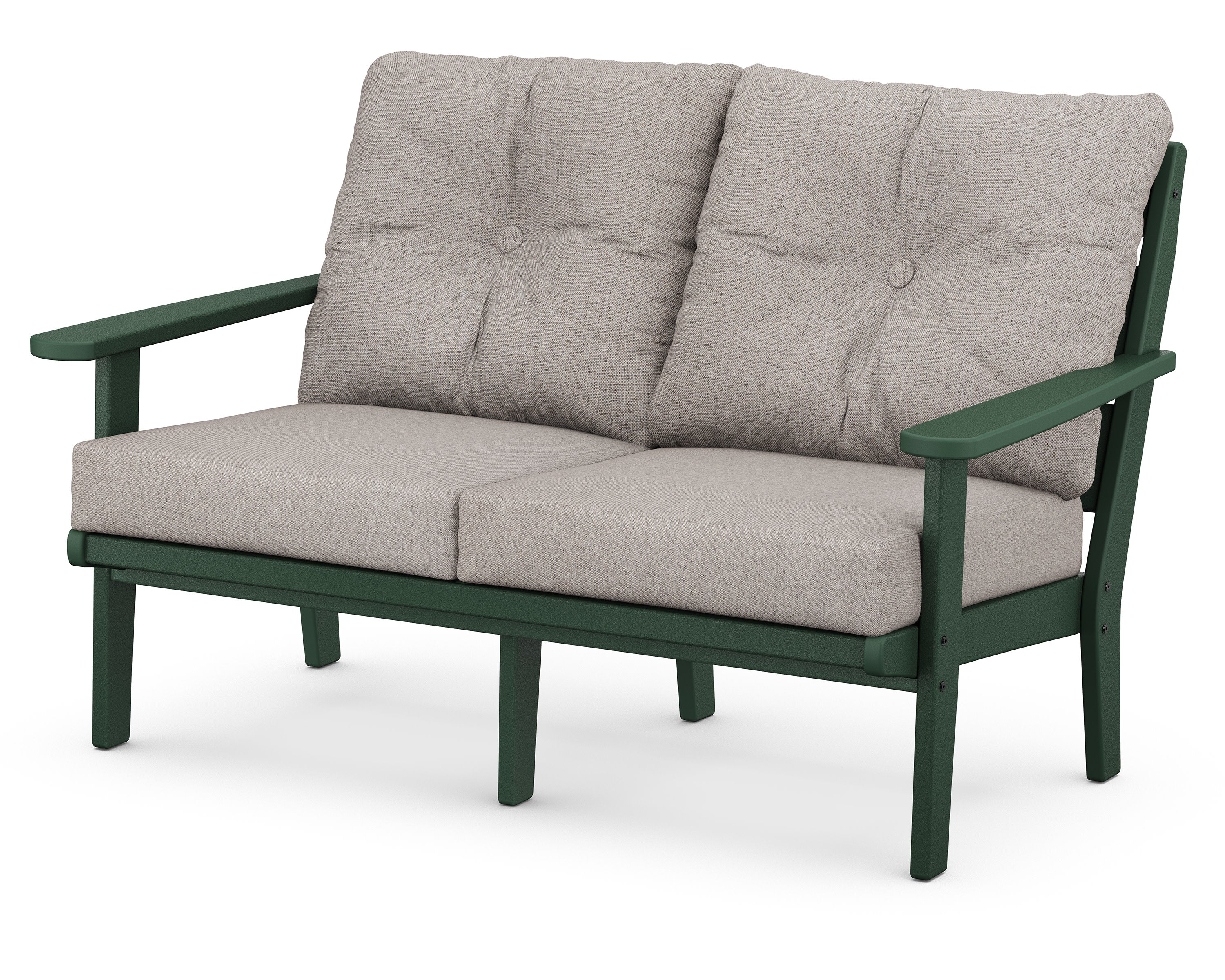 Lakeside Deep Seating Loveseat in Green / Weathered Tweed