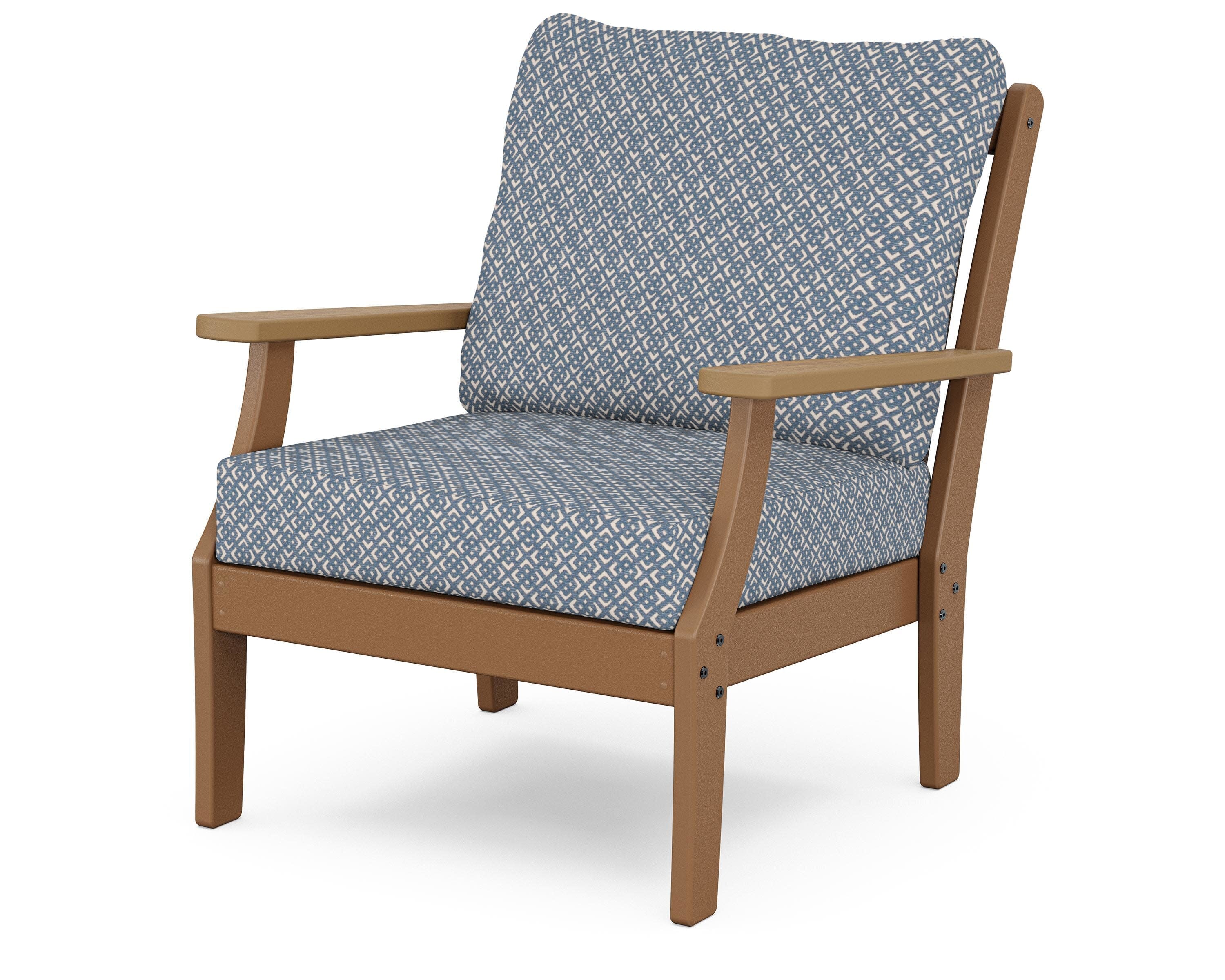 Braxton Deep Seating Chair in Teak / Natural / Hopscotch