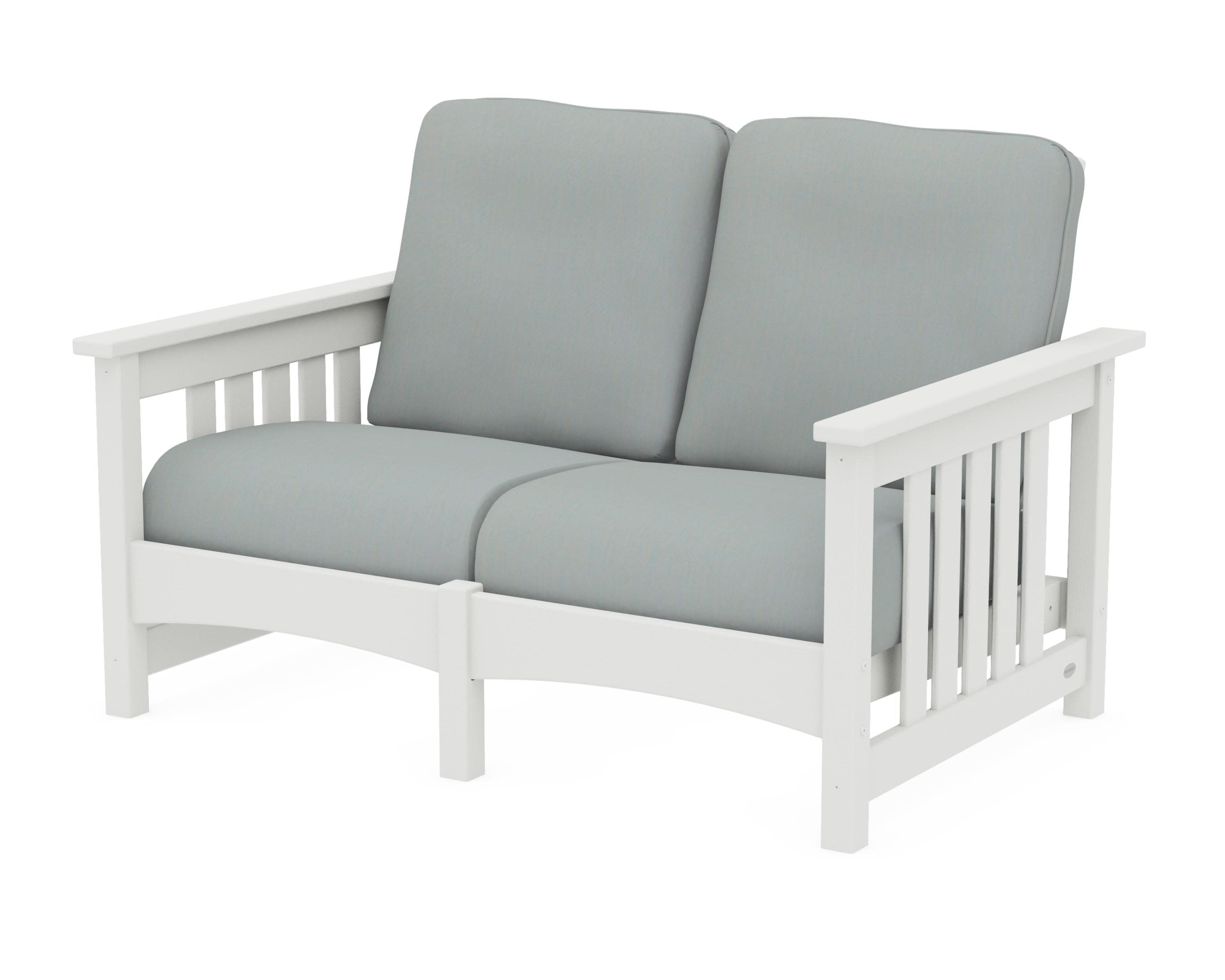 Club Mission Loveseat in Vintage White / Spa