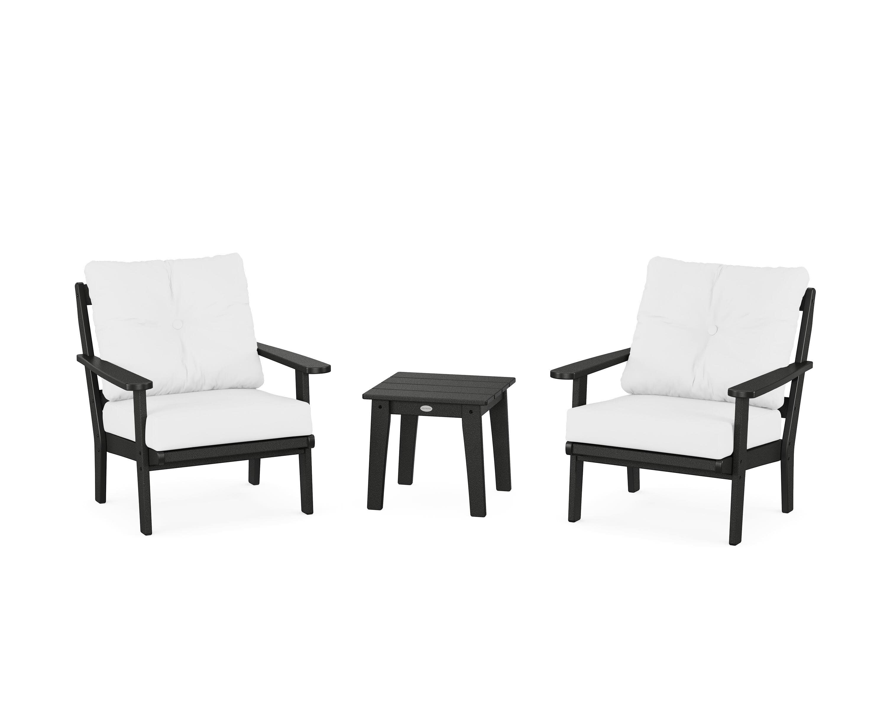 Mission 3-Piece Deep Seating Set in Black / Natural