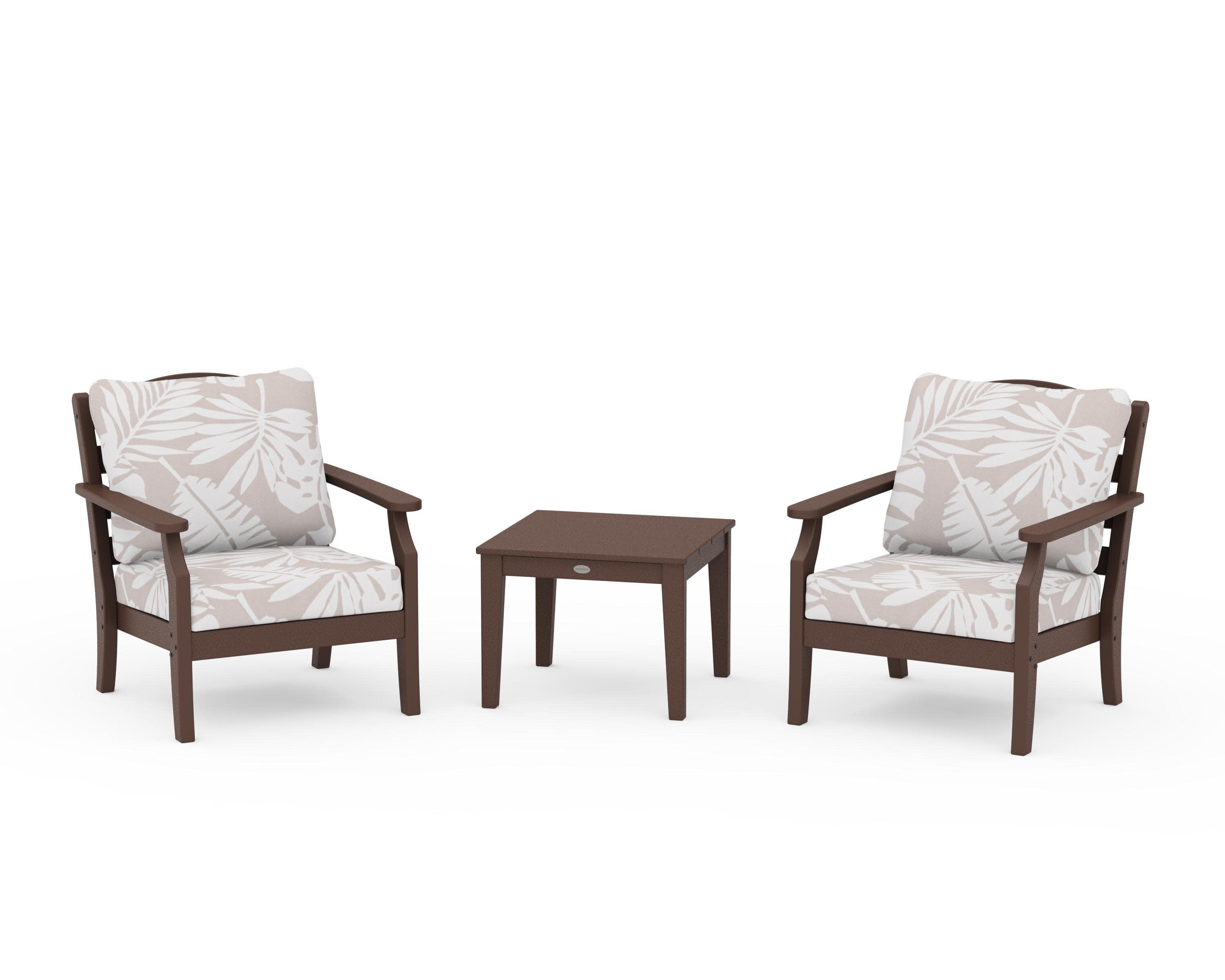 Savannah 3-Piece Deep Seating Set in Mahogany / Leaf Dune Burlap