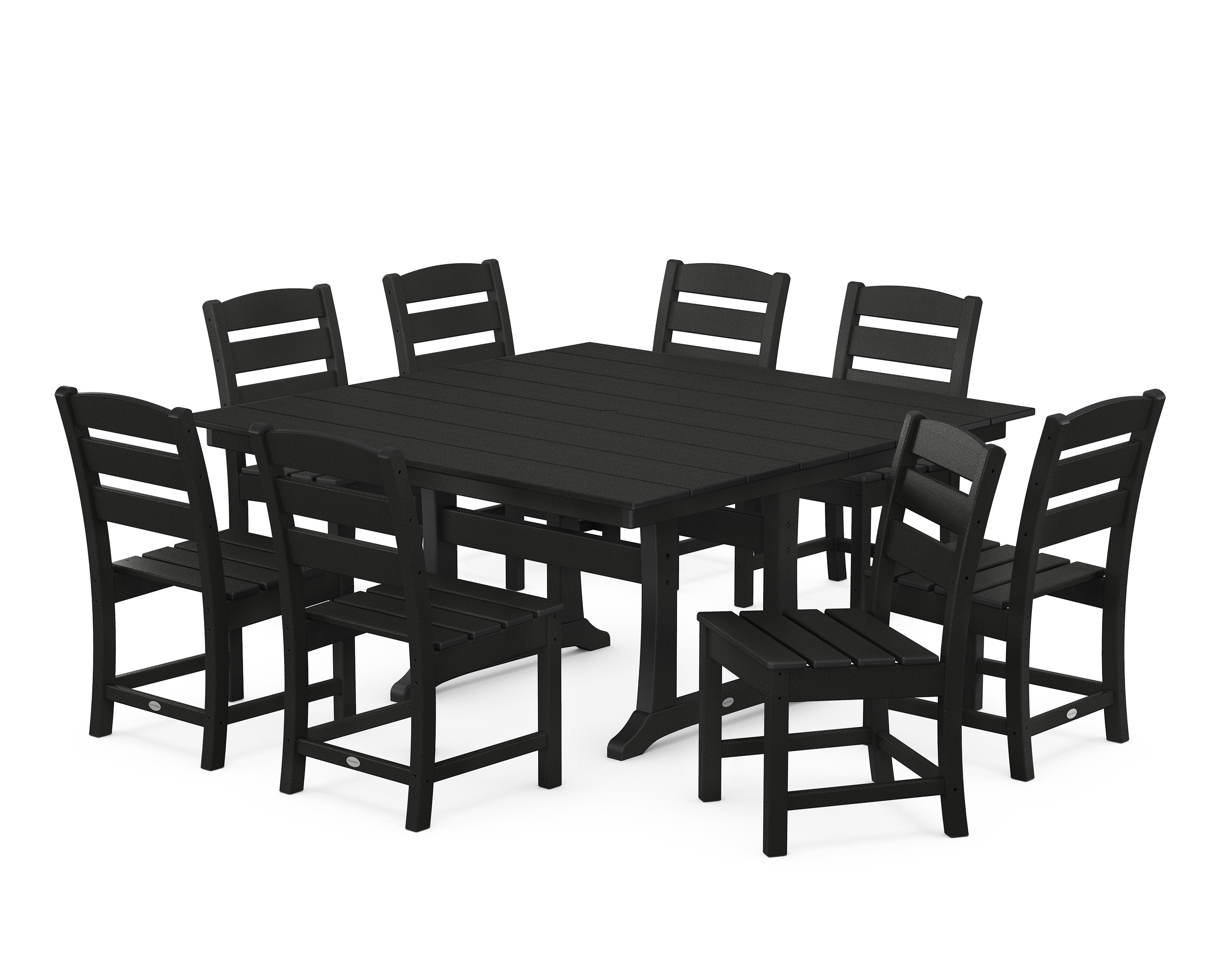 Lakeside 9-Piece Farmhouse Trestle Dining Set in Black