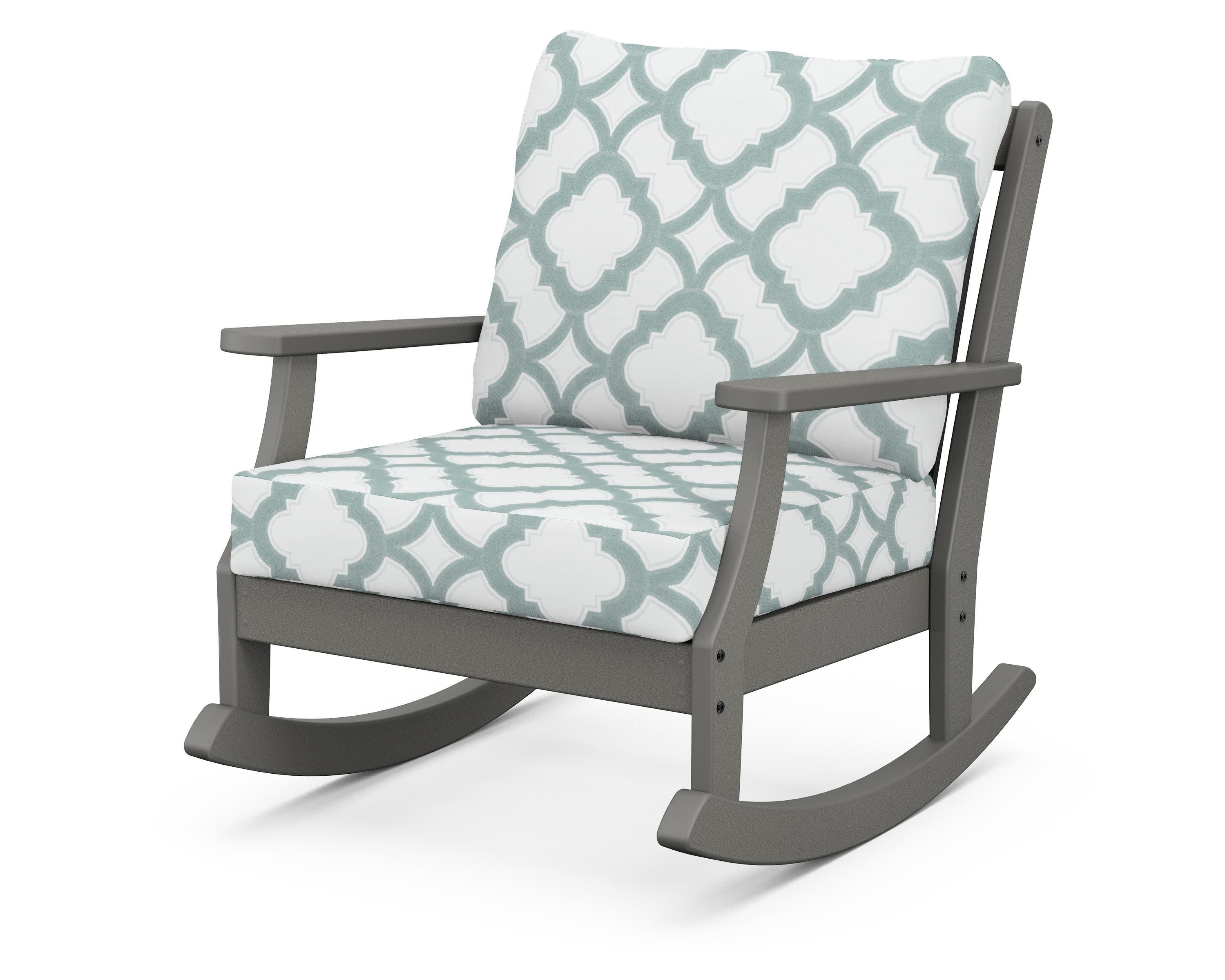 Braxton Deep Seating Rocking Chair in Slate Grey / Trellis Glacier Spa