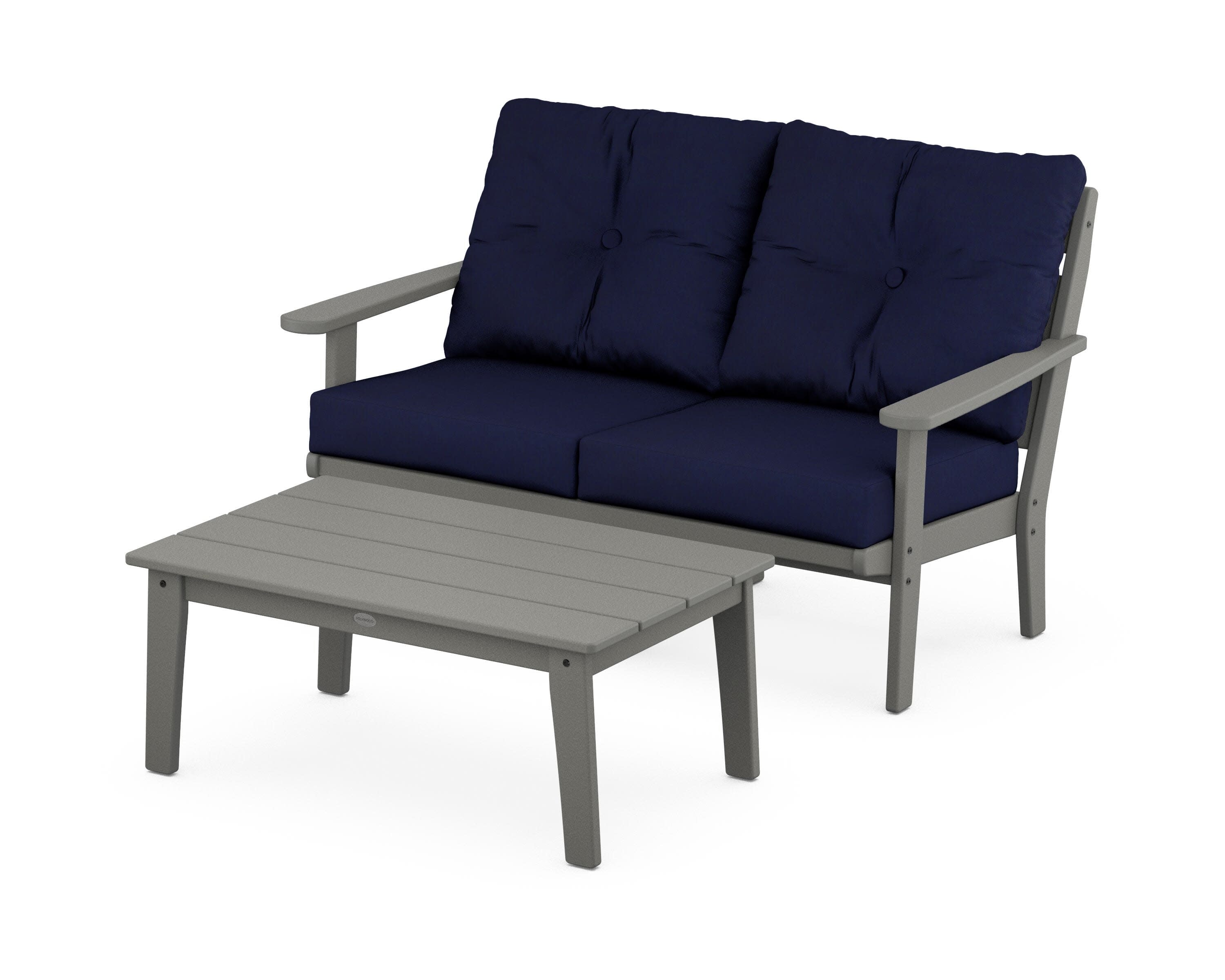 Lakeside 2-Piece Lounge Loveseat Set in Slate Grey / Navy