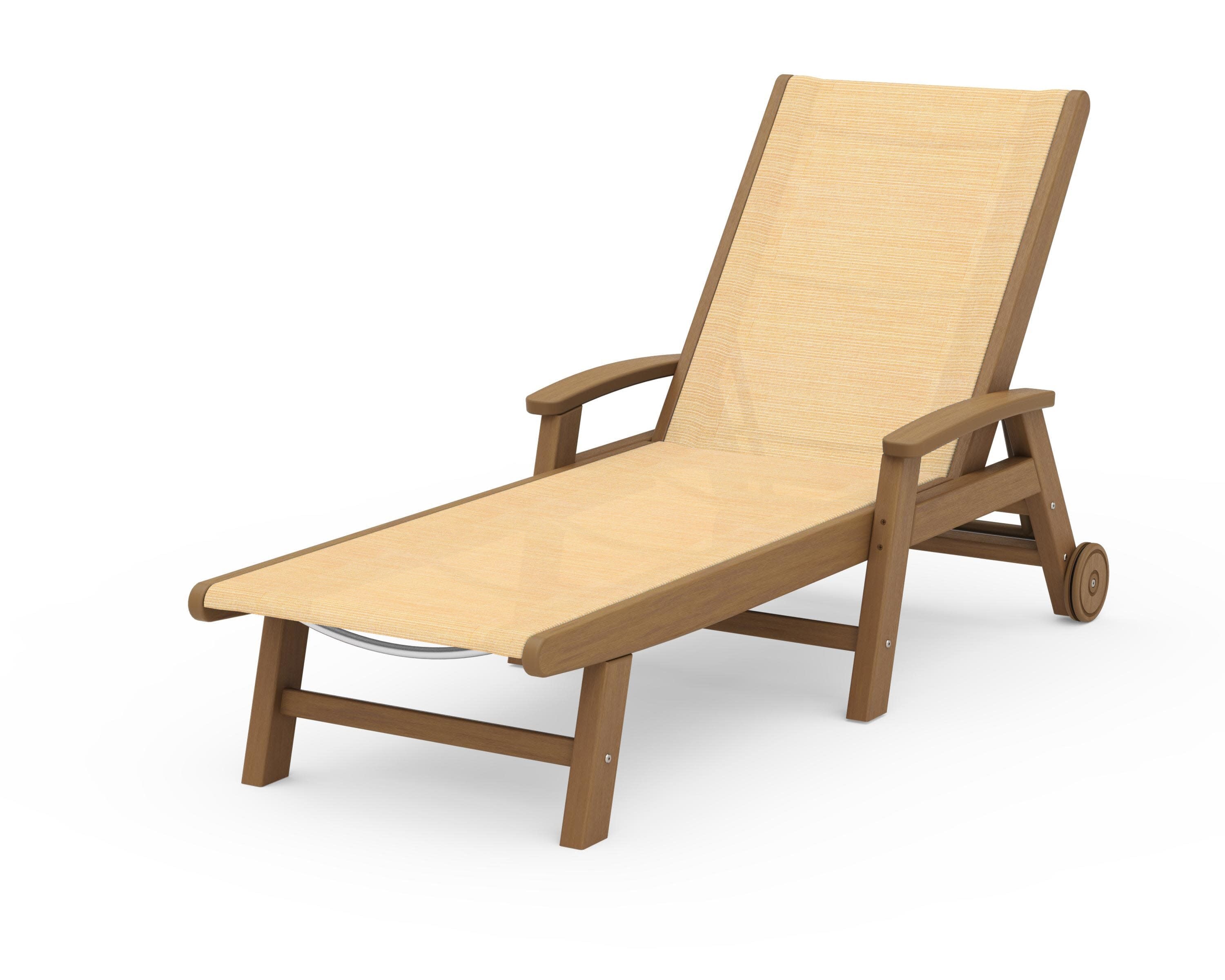 Coastal Chaise with Wheels in Natural / Dupioni Apricot Sling