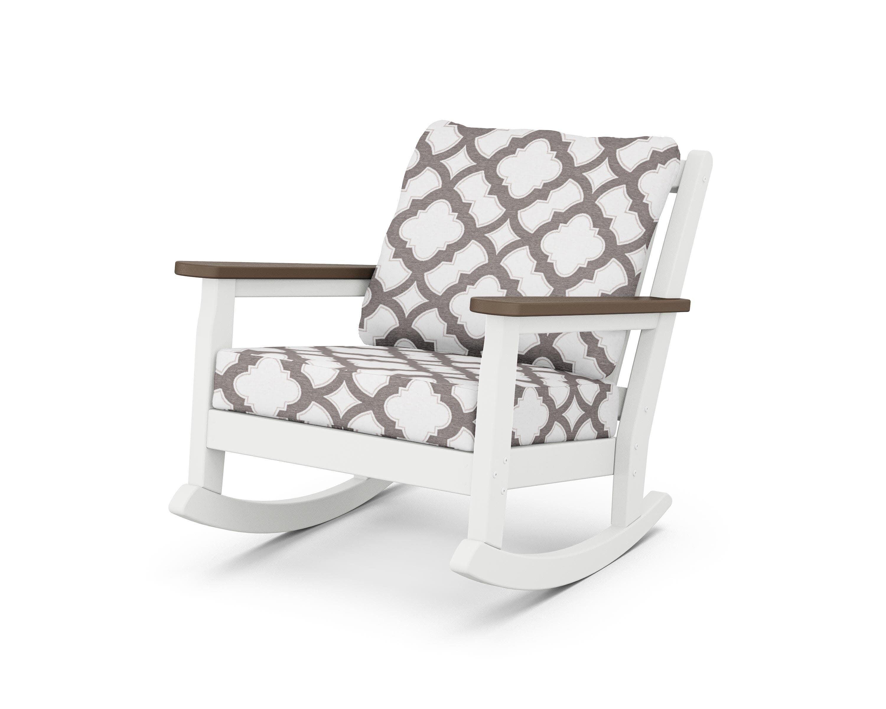 Chippendale Deep Seating Rocking Chair in White / Kona / Trellis Grey Mist