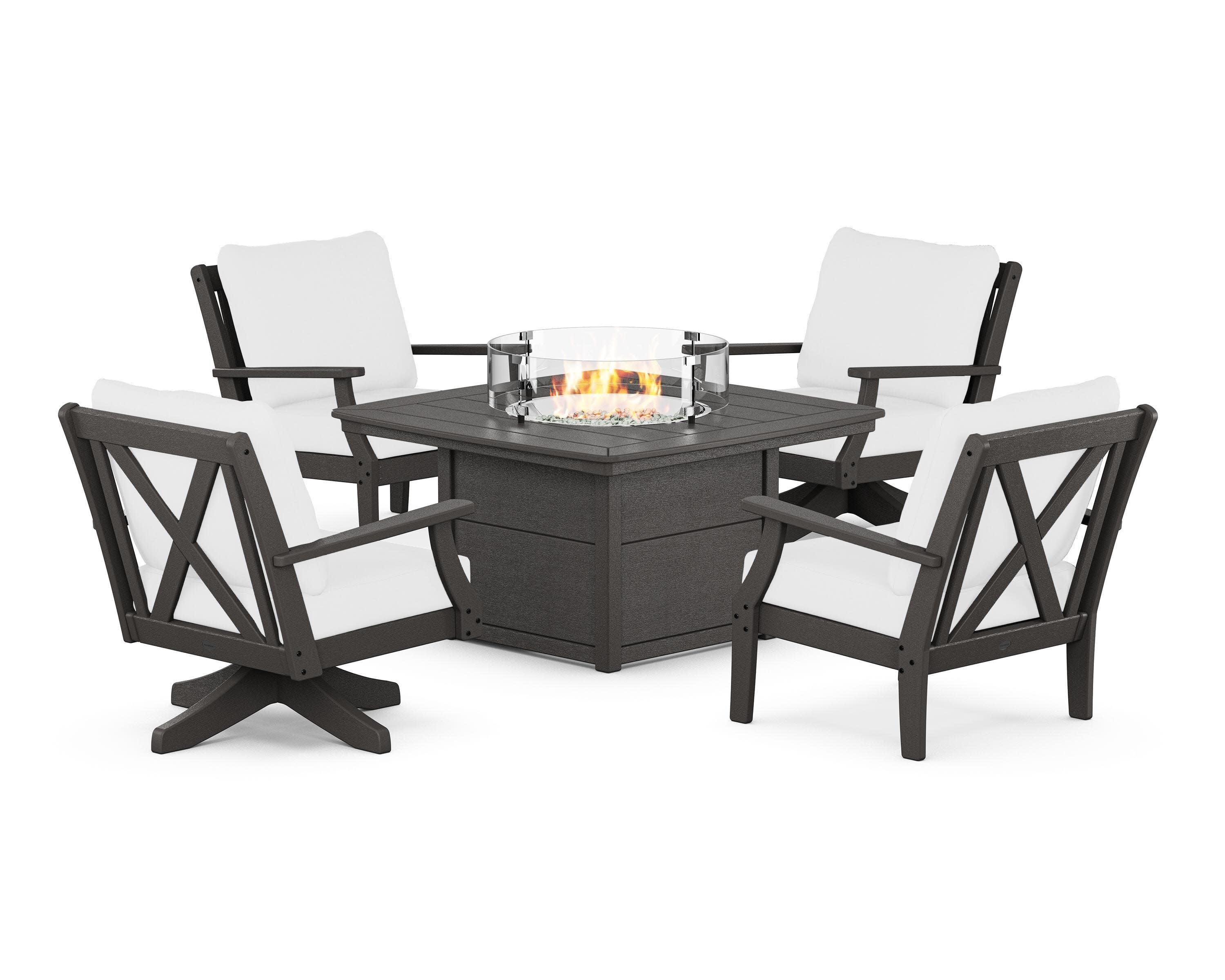 Braxton 5-Piece Deep Seating Set with Fire Table in Vintage Coffee / Natural