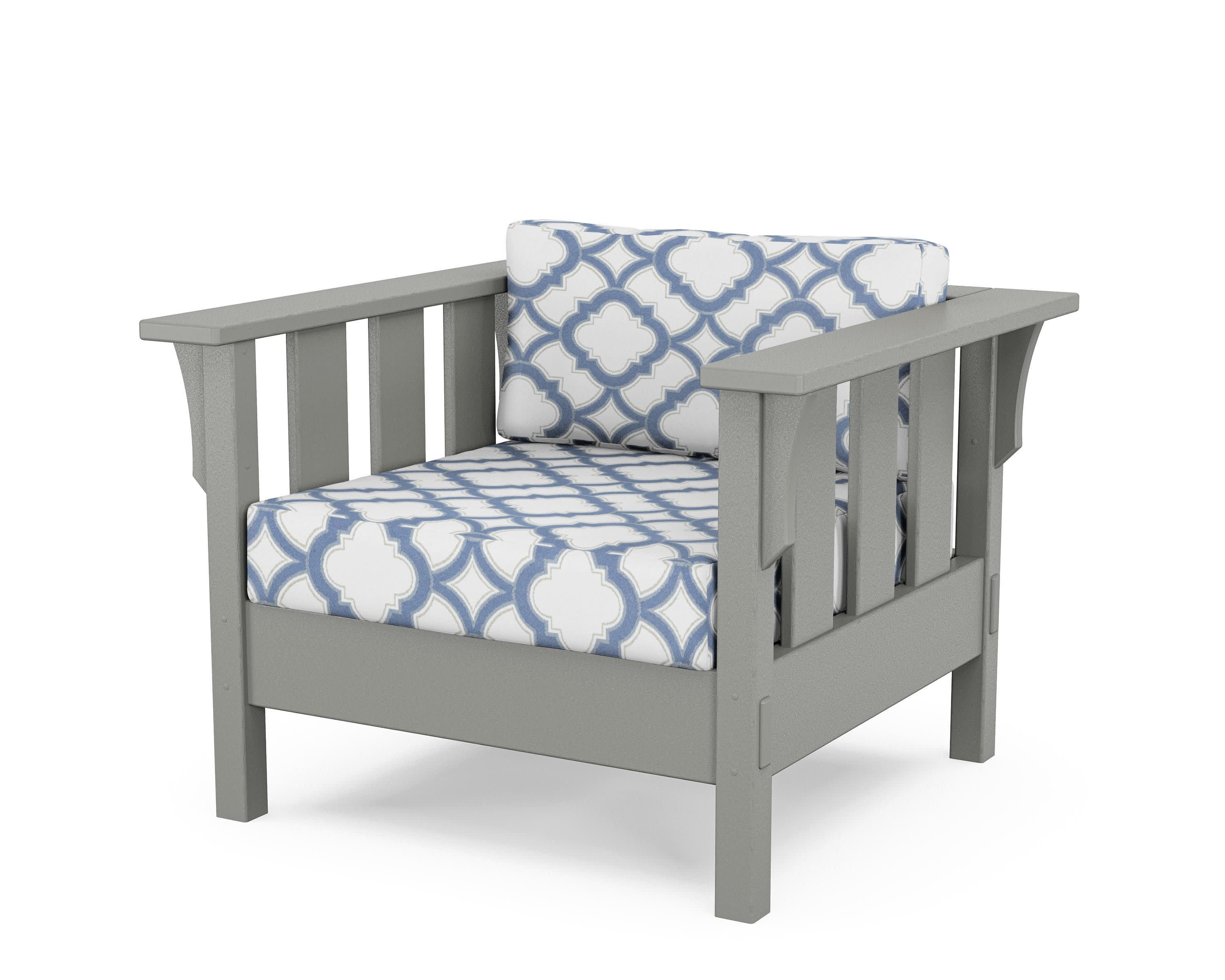 Acadia Deep Seating Chair in Slate Grey / Trellis Sky Blue