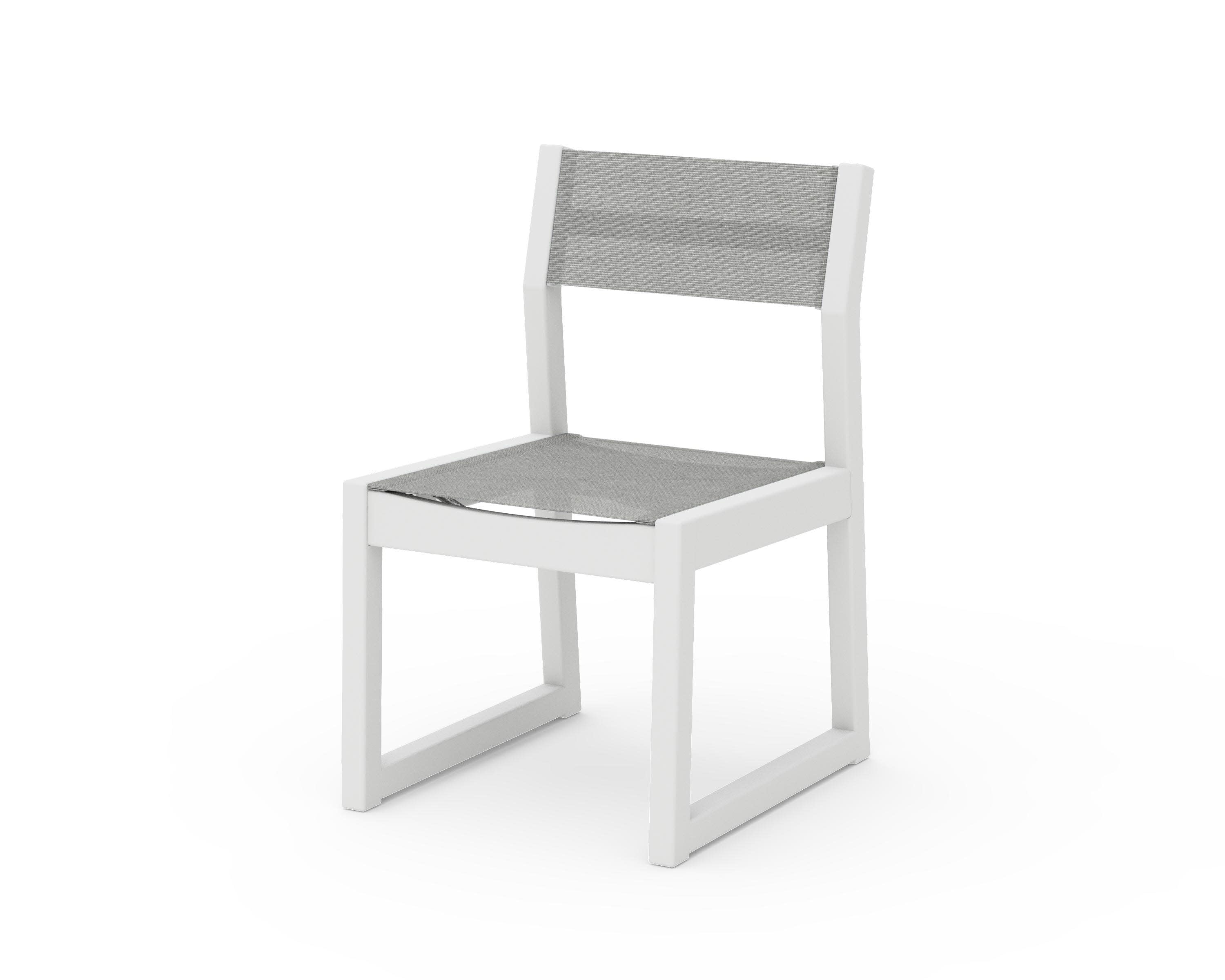 EDGE Sling Dining Side Chair in White / Metallic Sling
