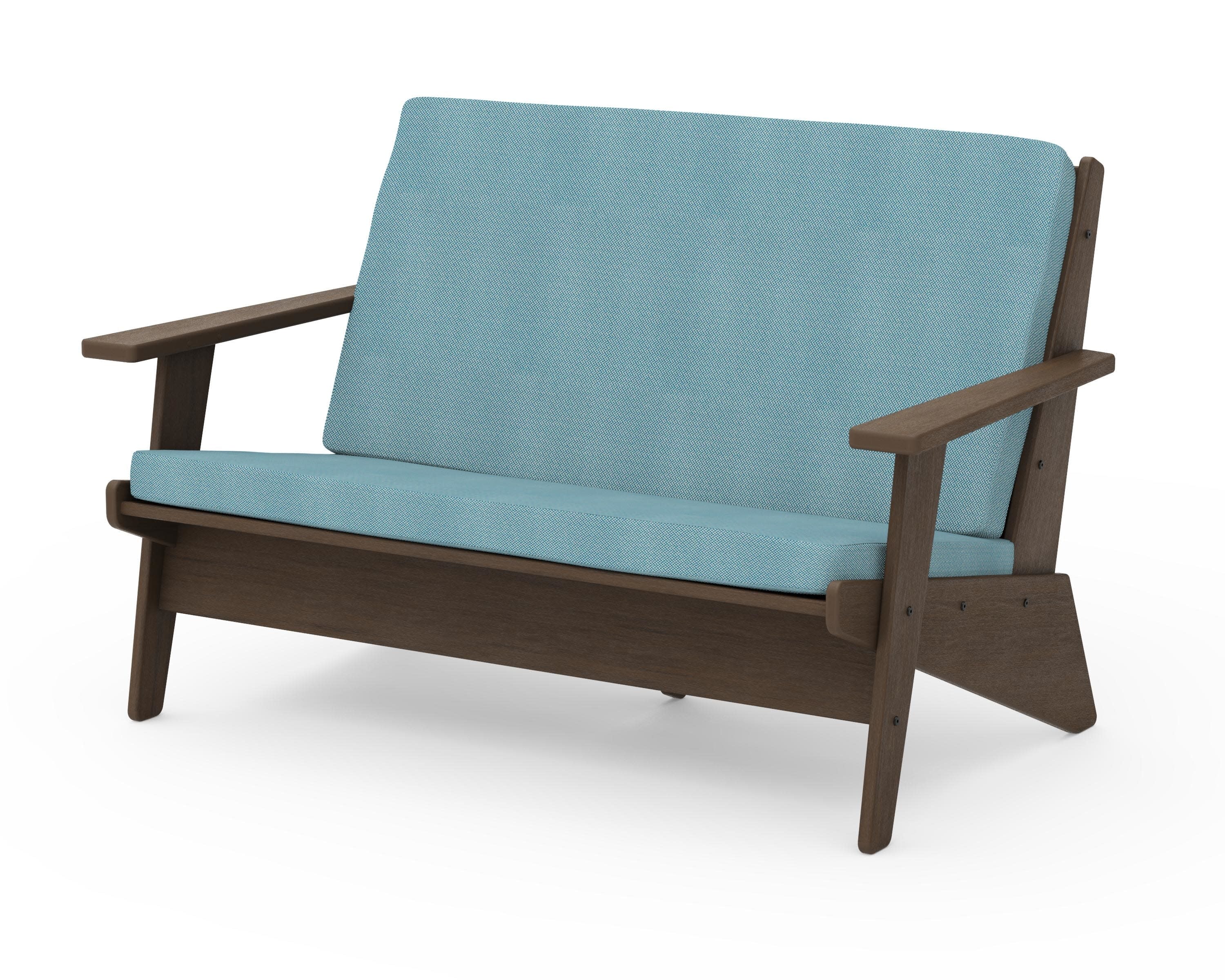 Riviera Modern Lounge Loveseat in Kona / Lattice Sky Blue