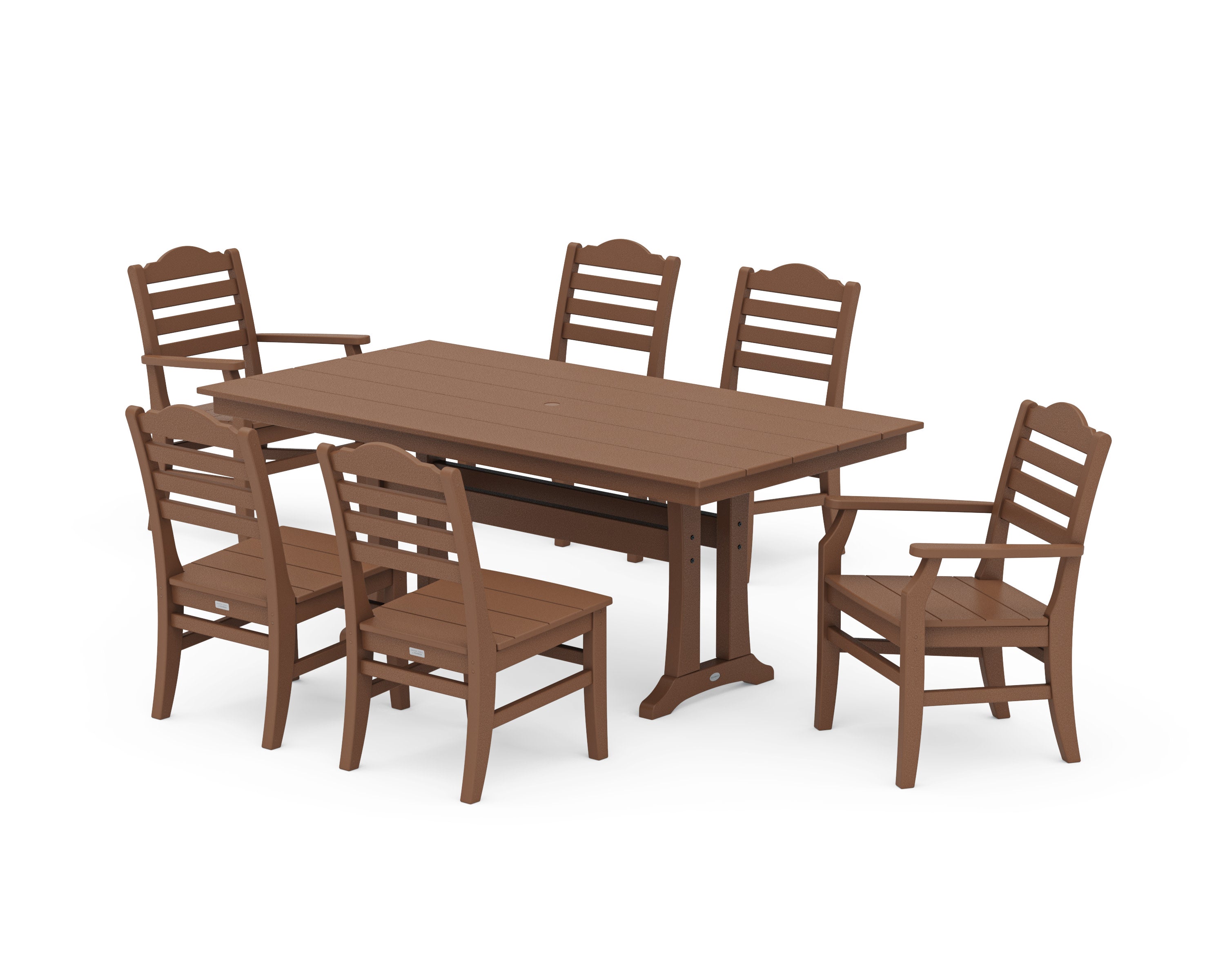 Savannah 7-Piece Farmhouse Dining Set with Trestle Legs in Teak
