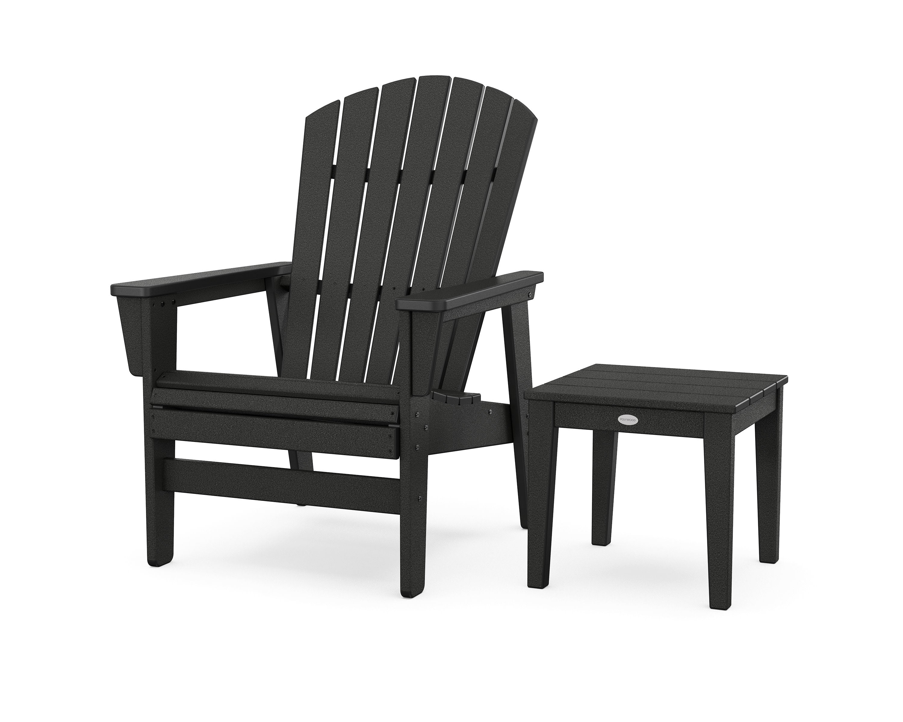Nautical Grand Upright Adirondack Chair with Side Table in Black