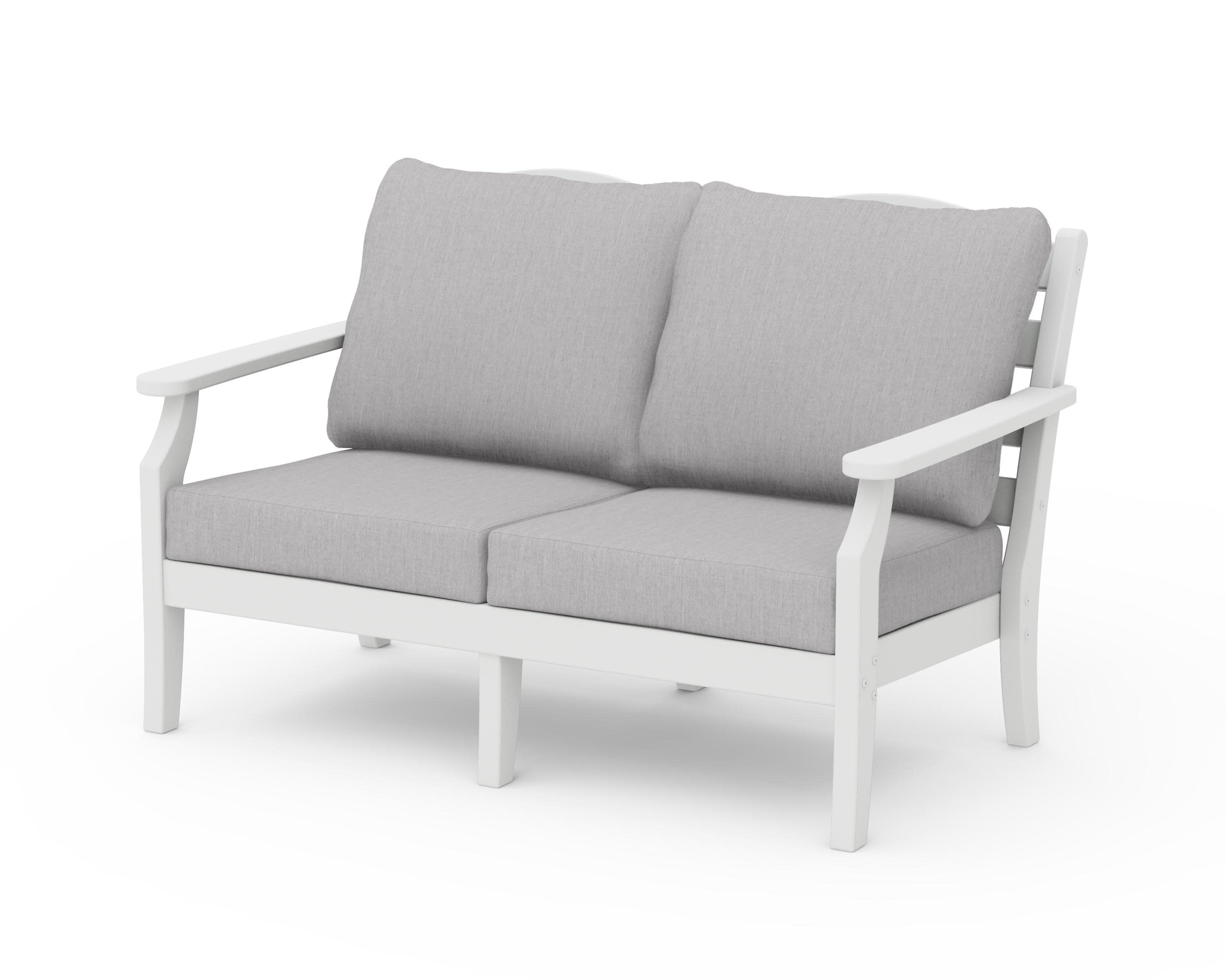 Savannah Deep Seating Loveseat in White / Granite