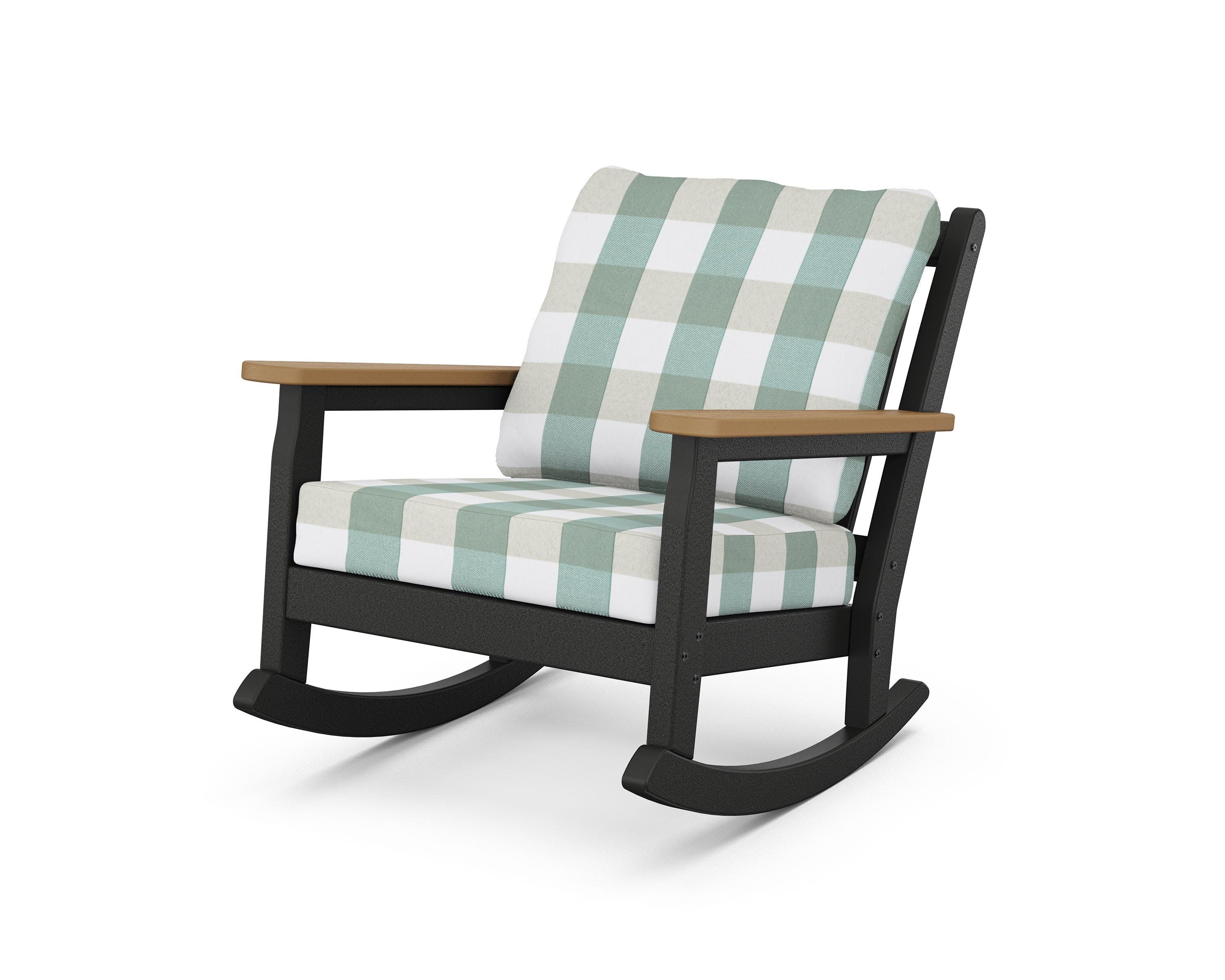 Chippendale Deep Seating Rocking Chair in Black / Natural / Buffalo Plaid Glacier Spa
