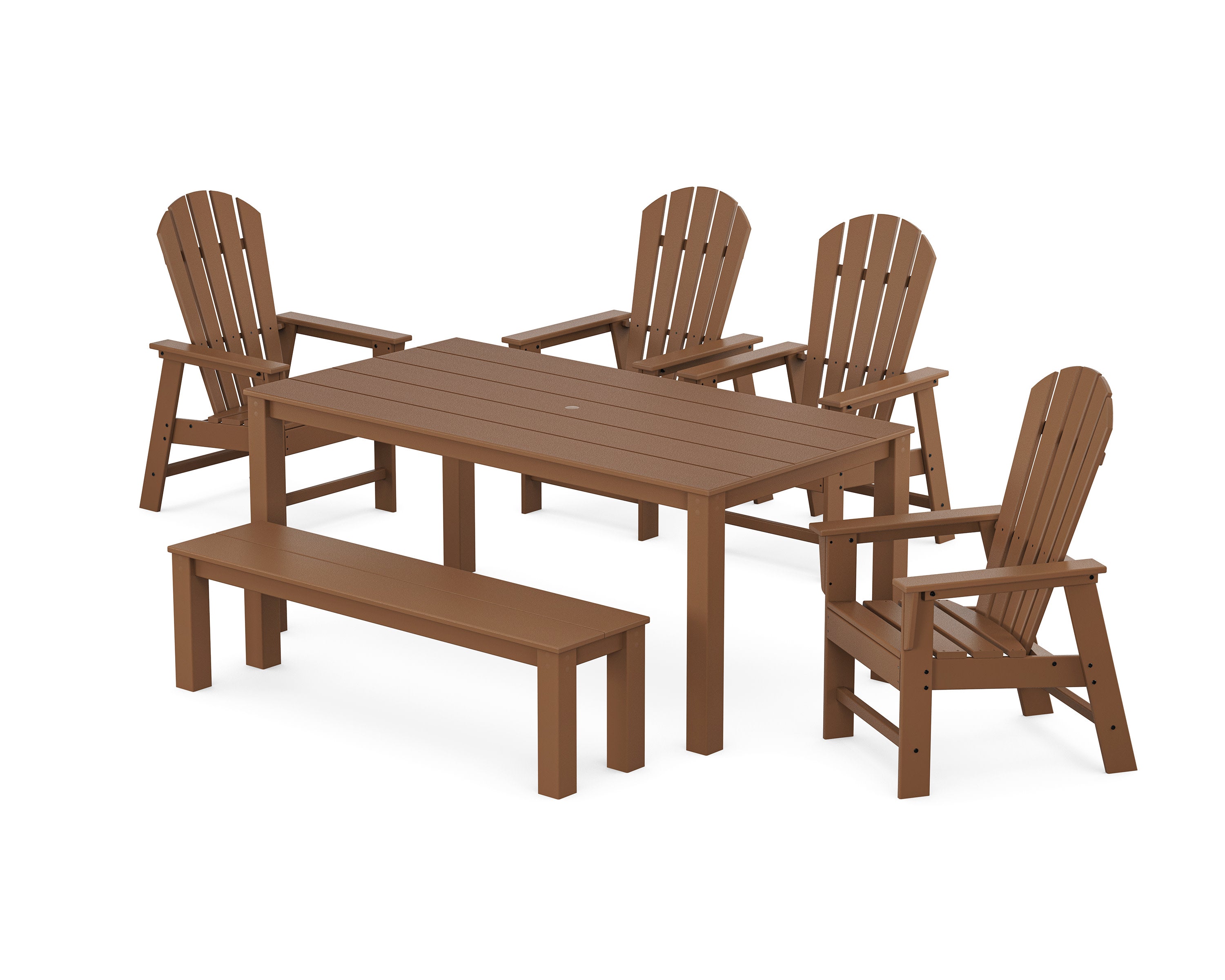 South Beach 6-Piece Parsons Dining Set with Bench in Teak