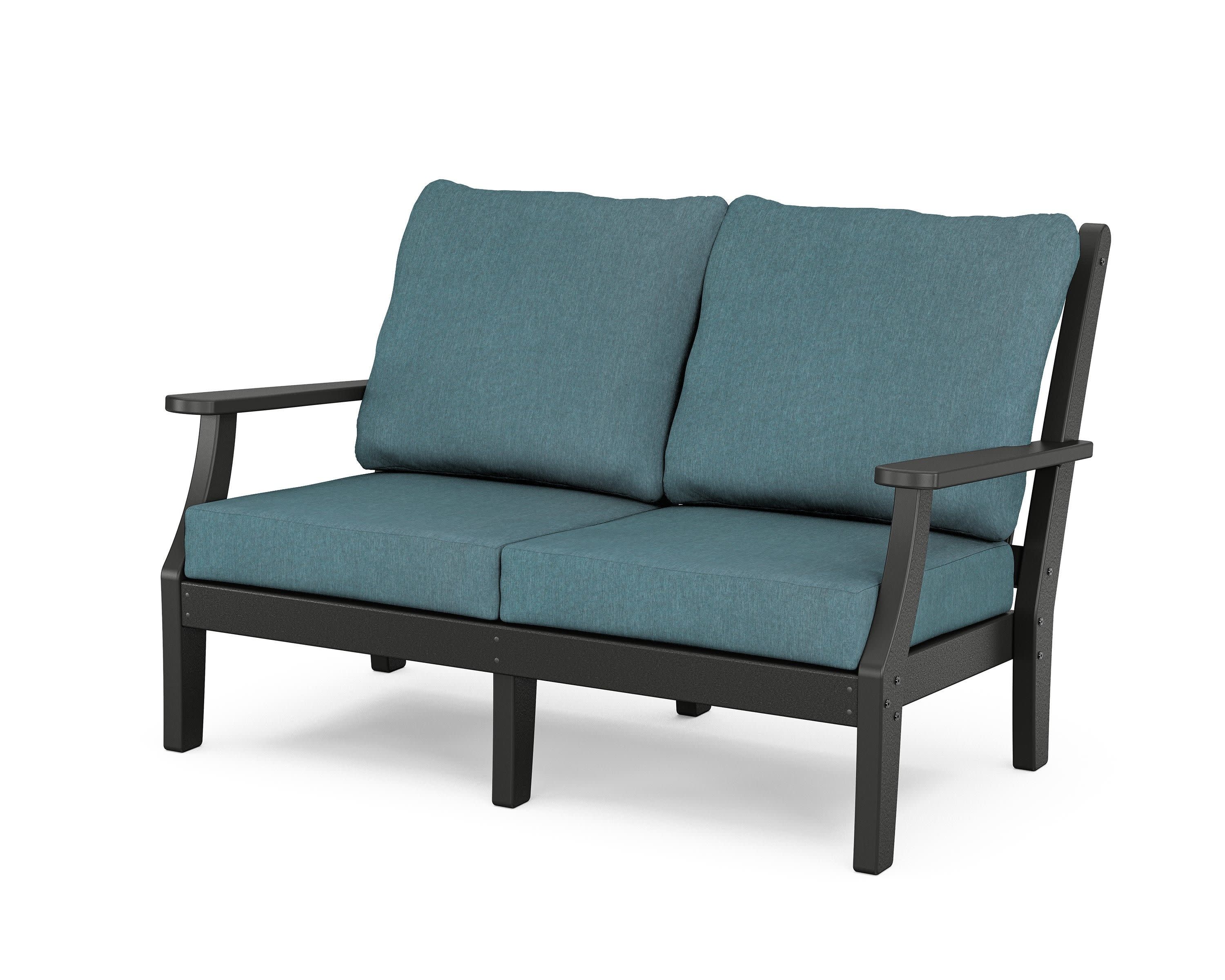 Wovendale Deep Seating Loveseat in Black / Ocean Teal