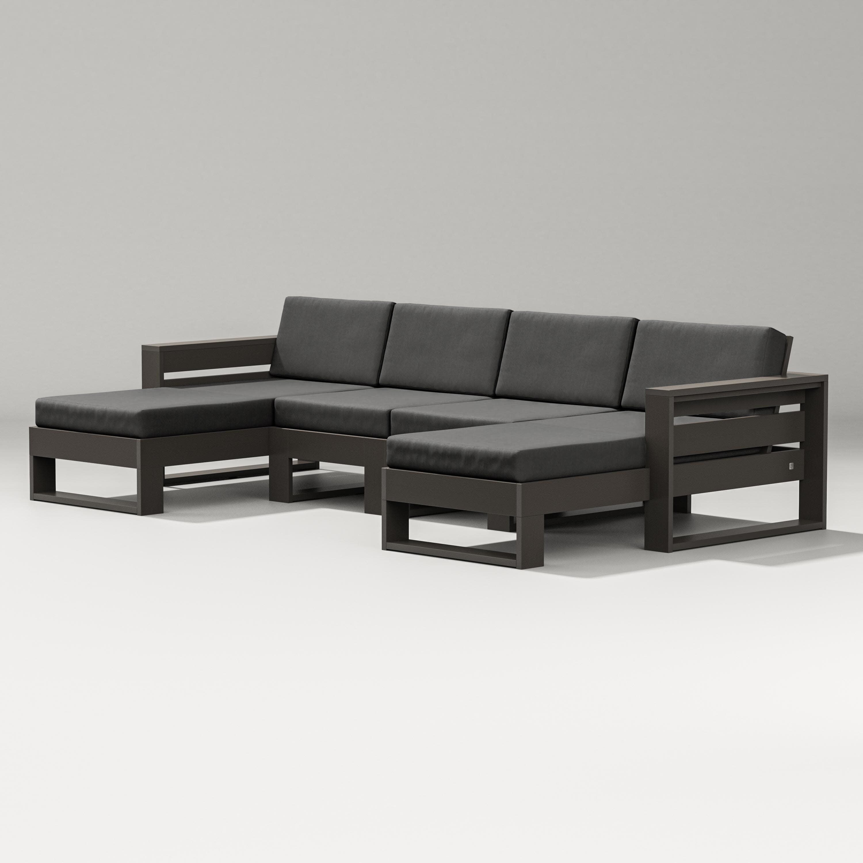 Latitude Double Chaise Sectional in Vintage Coffee / Spectrum Carbon