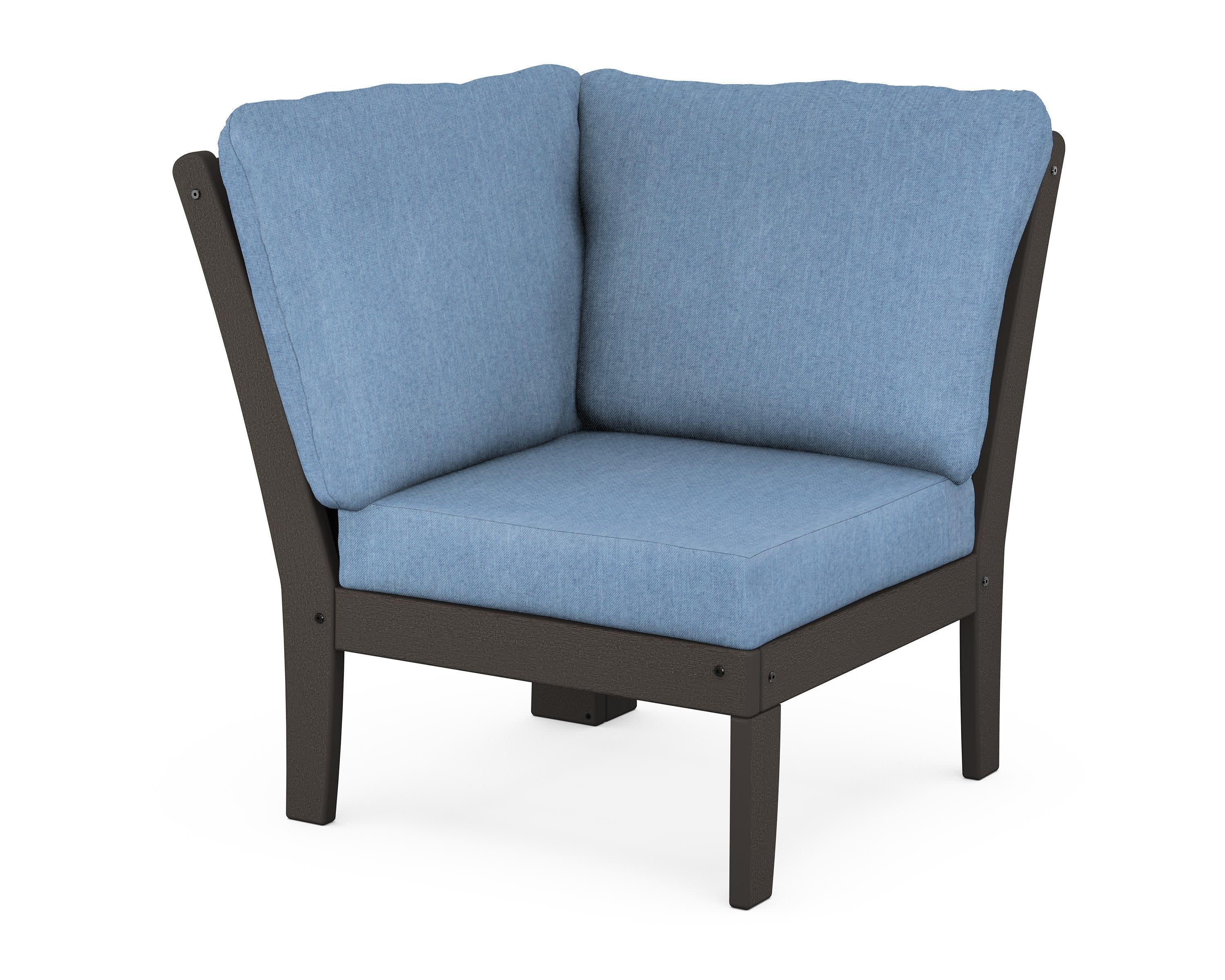 Braxton Modular Corner Chair in Vintage Coffee / Sky Blue