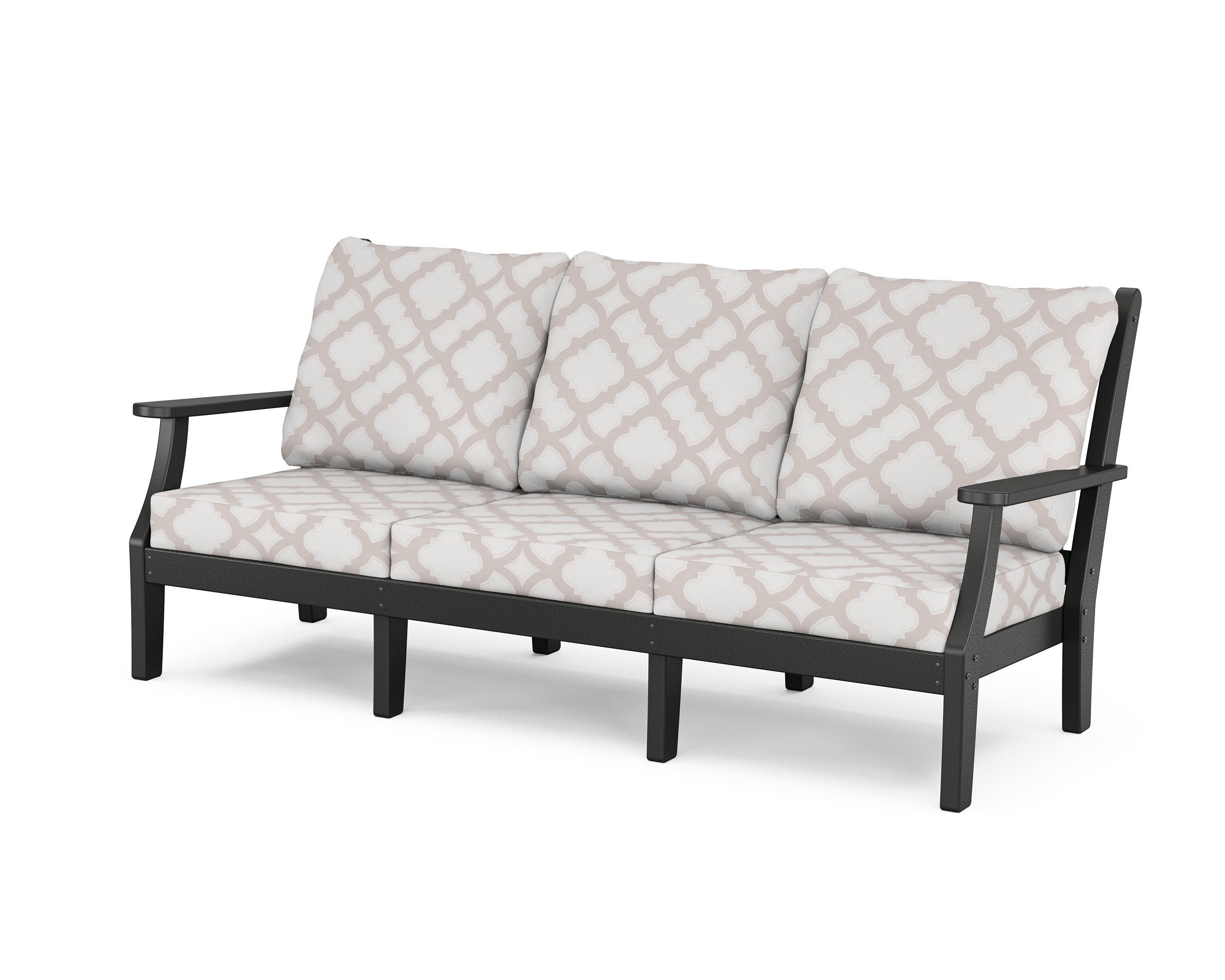 Wovendale Deep Seating Sofa in Black / Trellis Dune Burlap