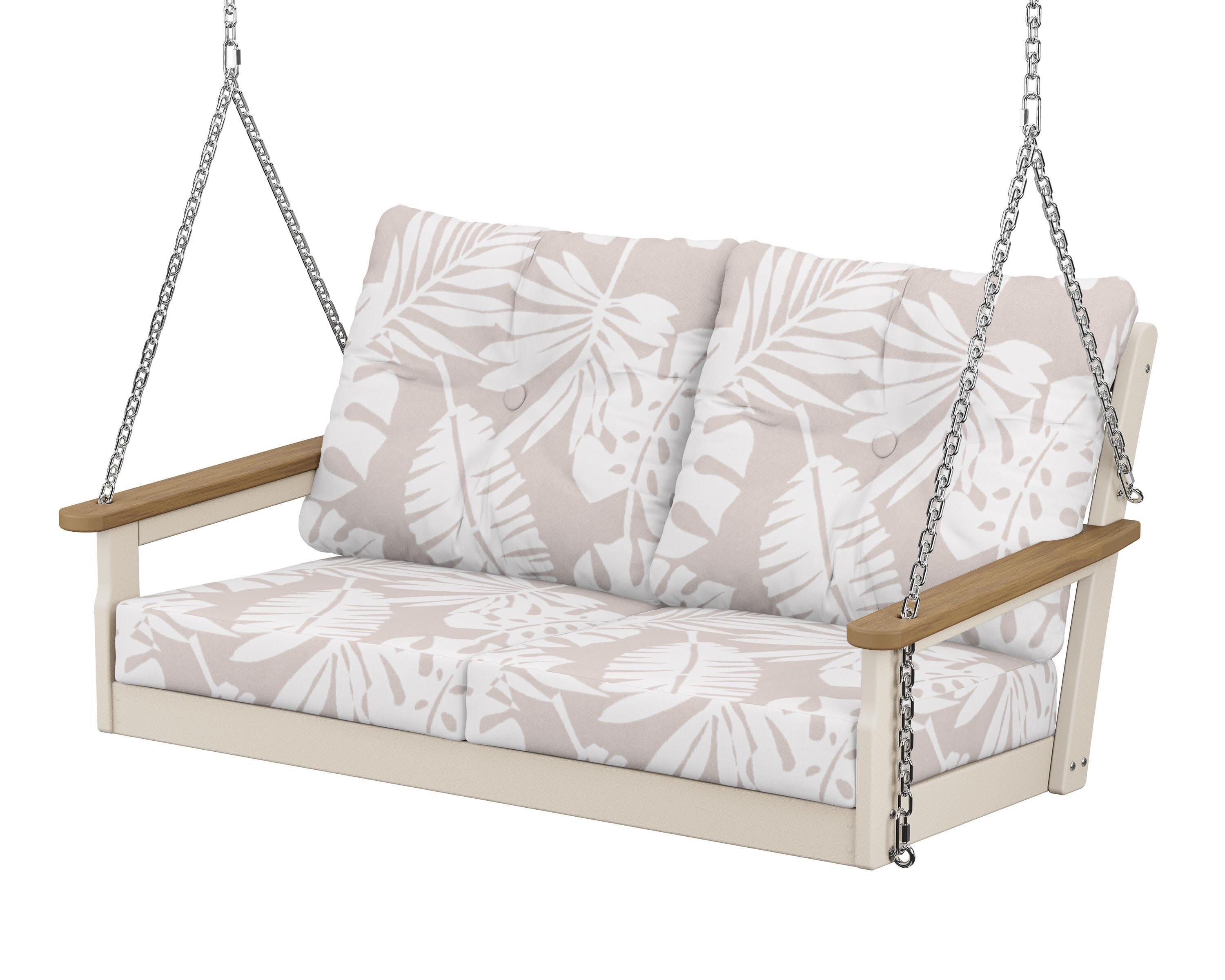 Vineyard Deep Seating Swing in Sand / Natural / Leaf Dune Burlap