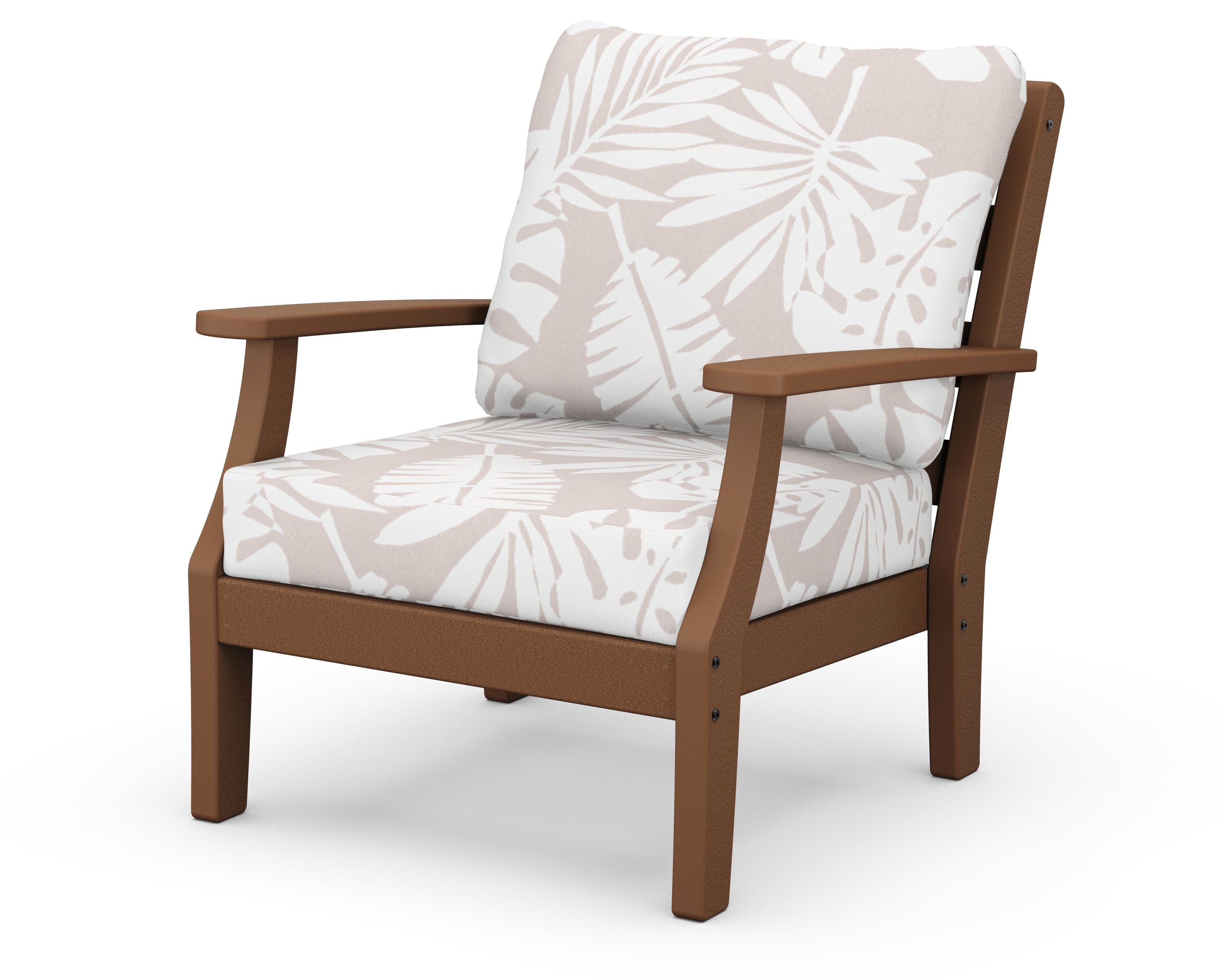 Chesapeake Deep Seating Chair in Teak / Leaf Dune Burlap