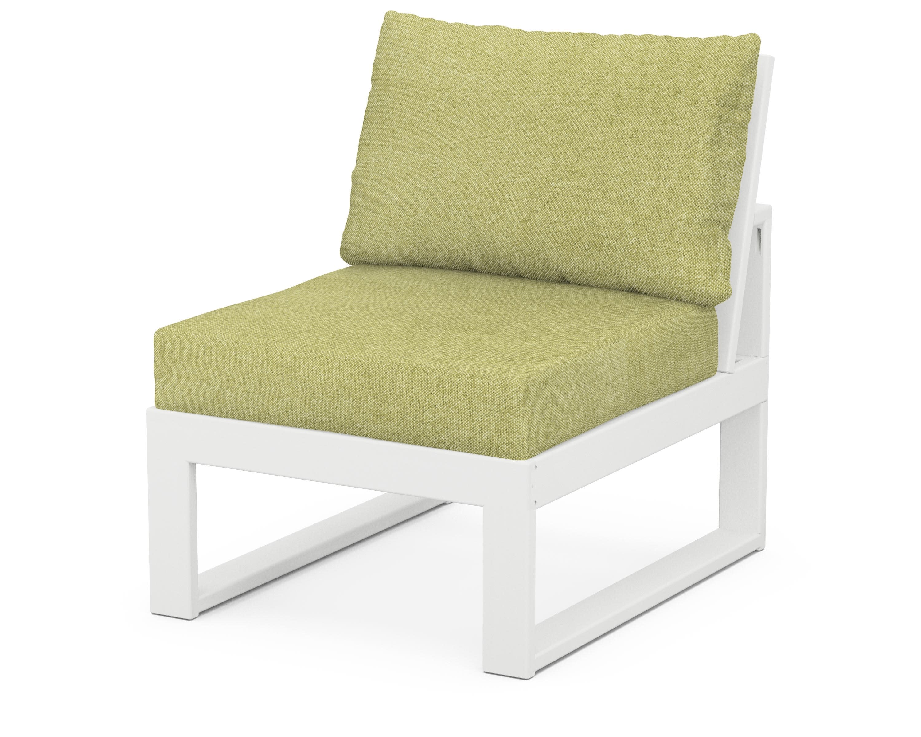 Modular Armless Chair in White / Chartreuse Boucle