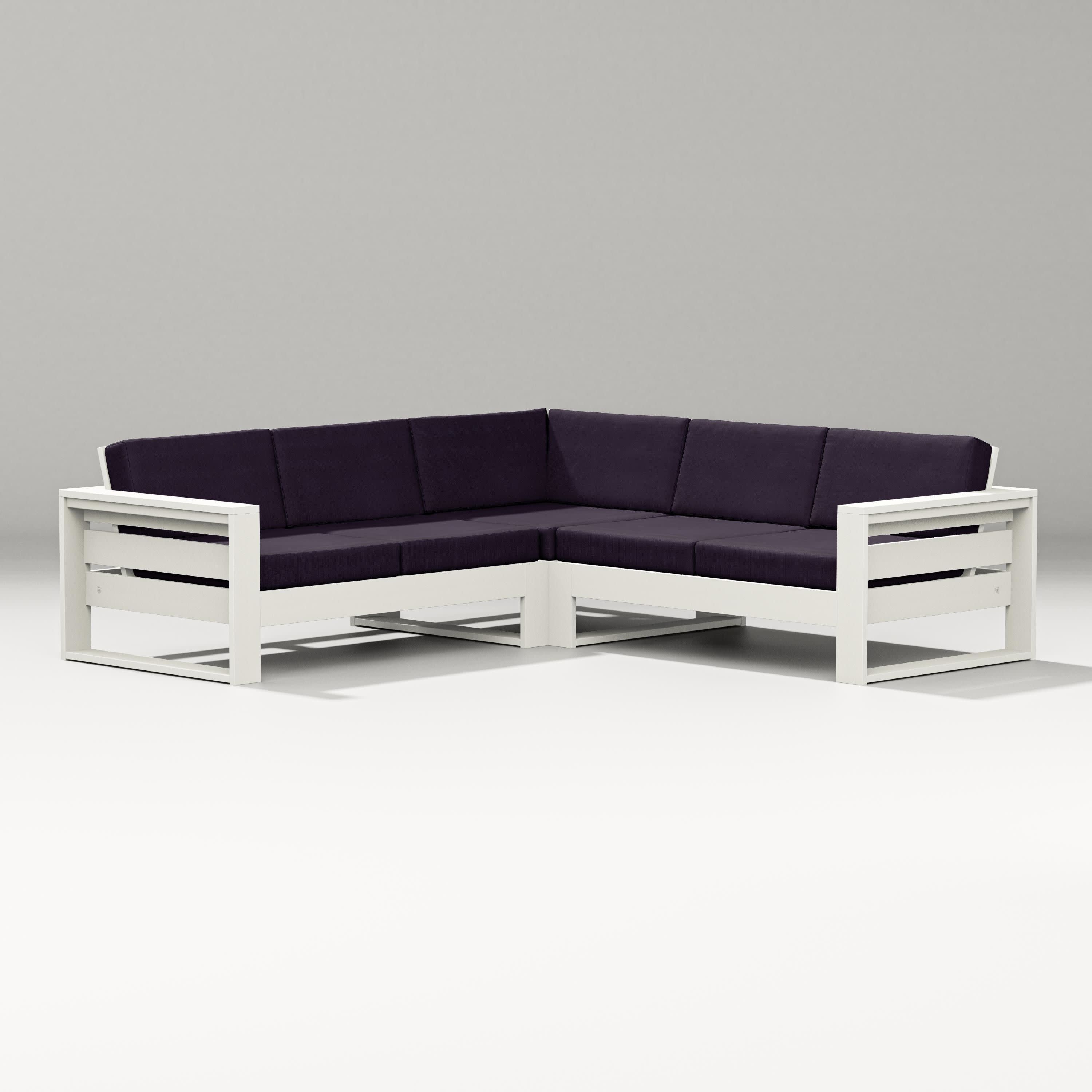 Latitude Corner Sectional in Vintage White / Navy Linen