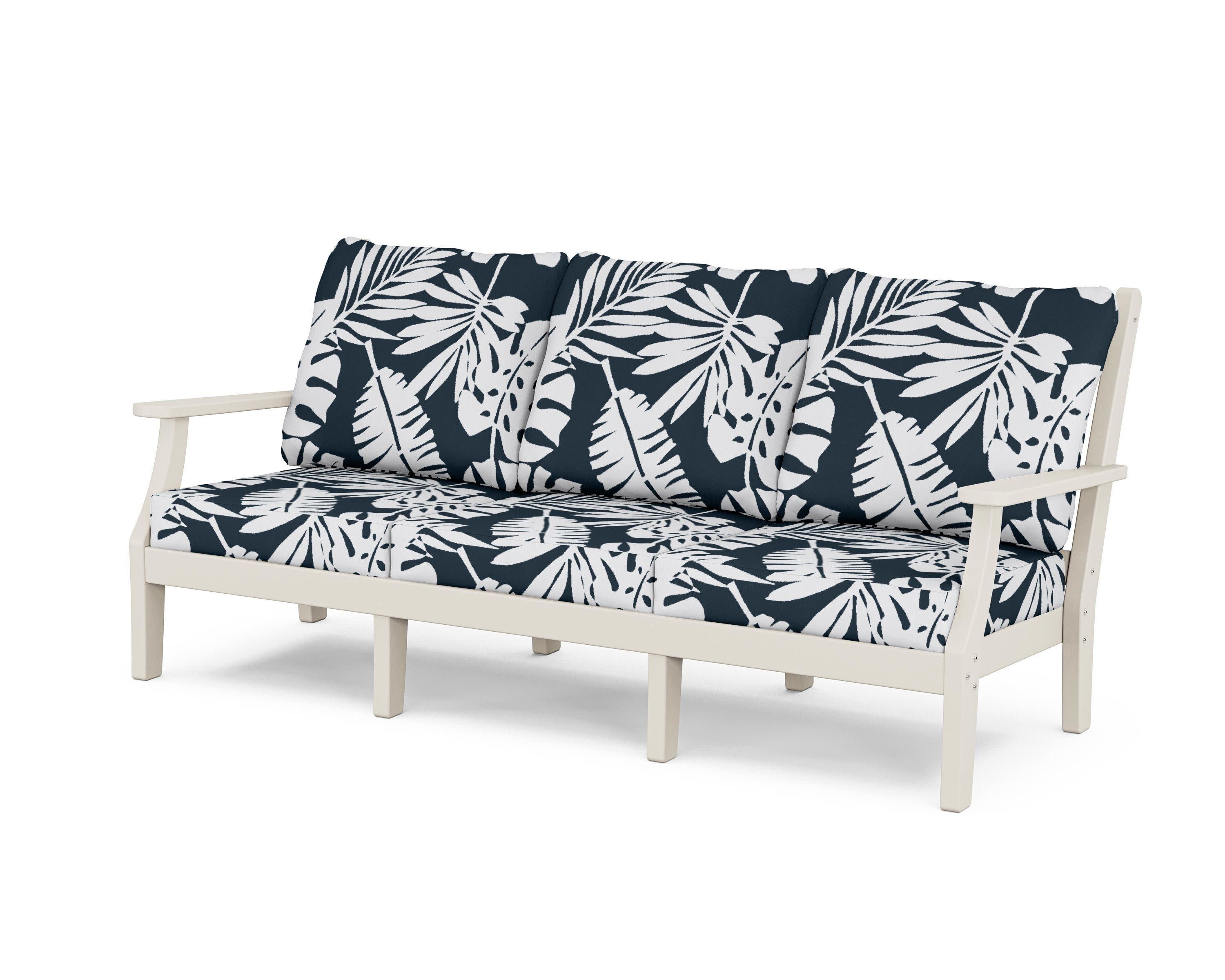 Wovendale Deep Seating Sofa in Sand / Leaf Marine Indigo
