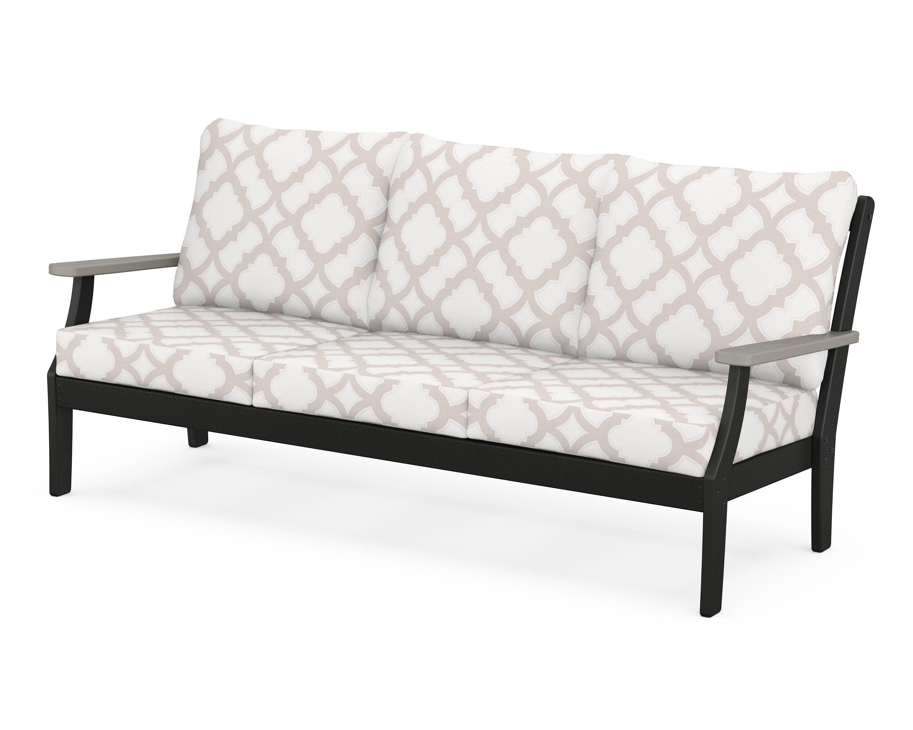 Braxton Deep Seating Sofa in Black / Driftwood / Trellis Dune Burlap