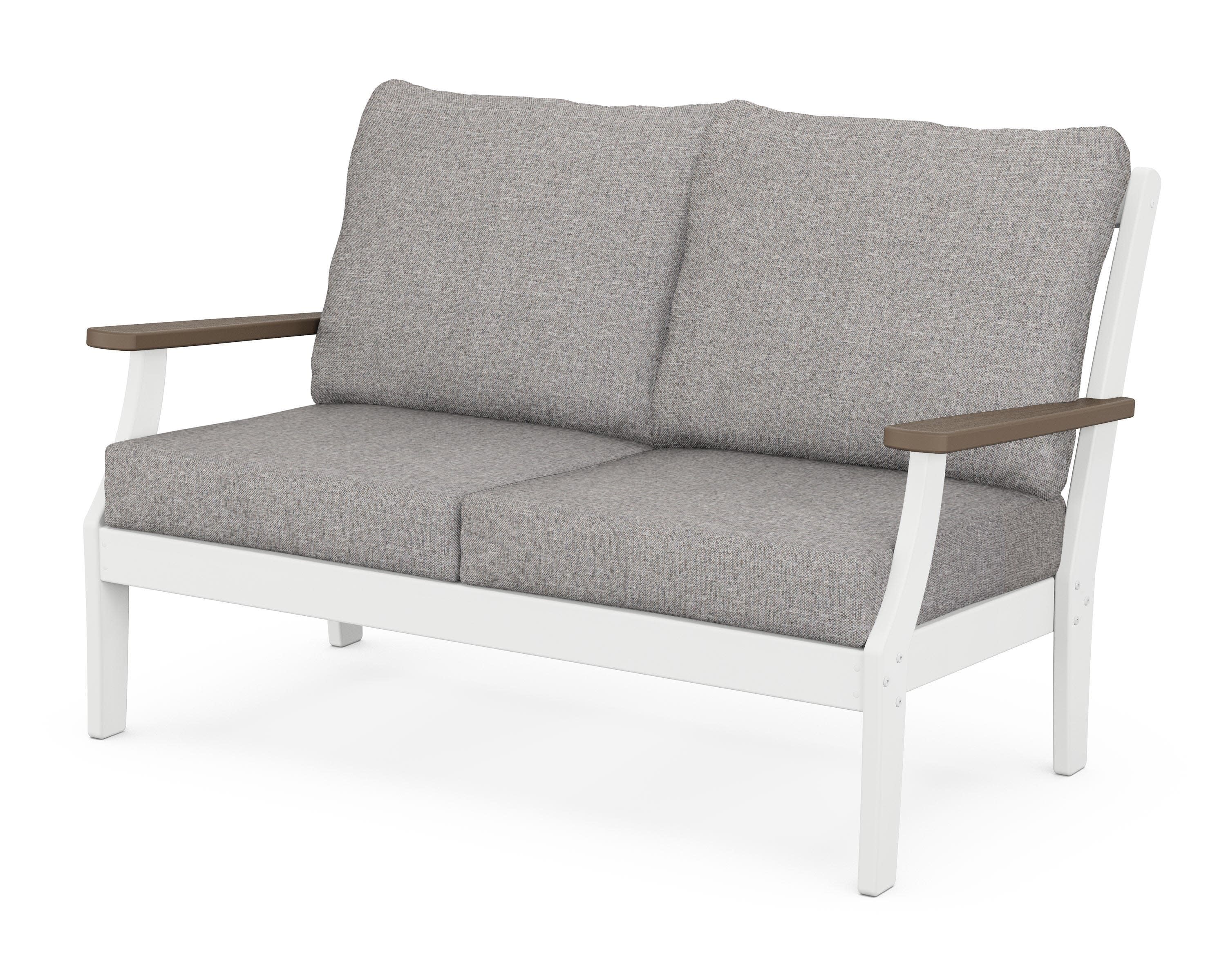 Braxton Deep Seating Loveseat in White / Kona / Grey Mist