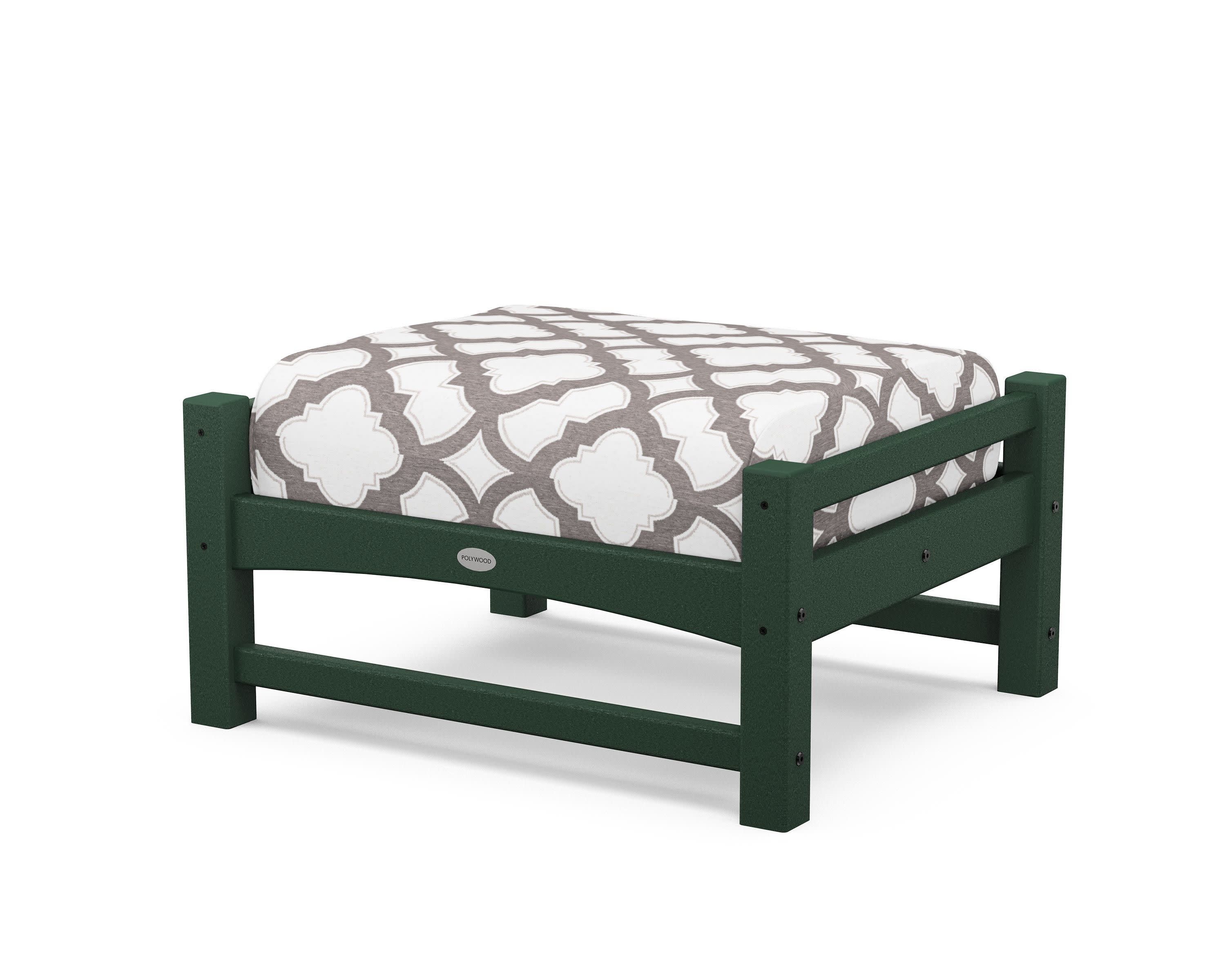 Club Ottoman in Green / Trellis Grey Mist