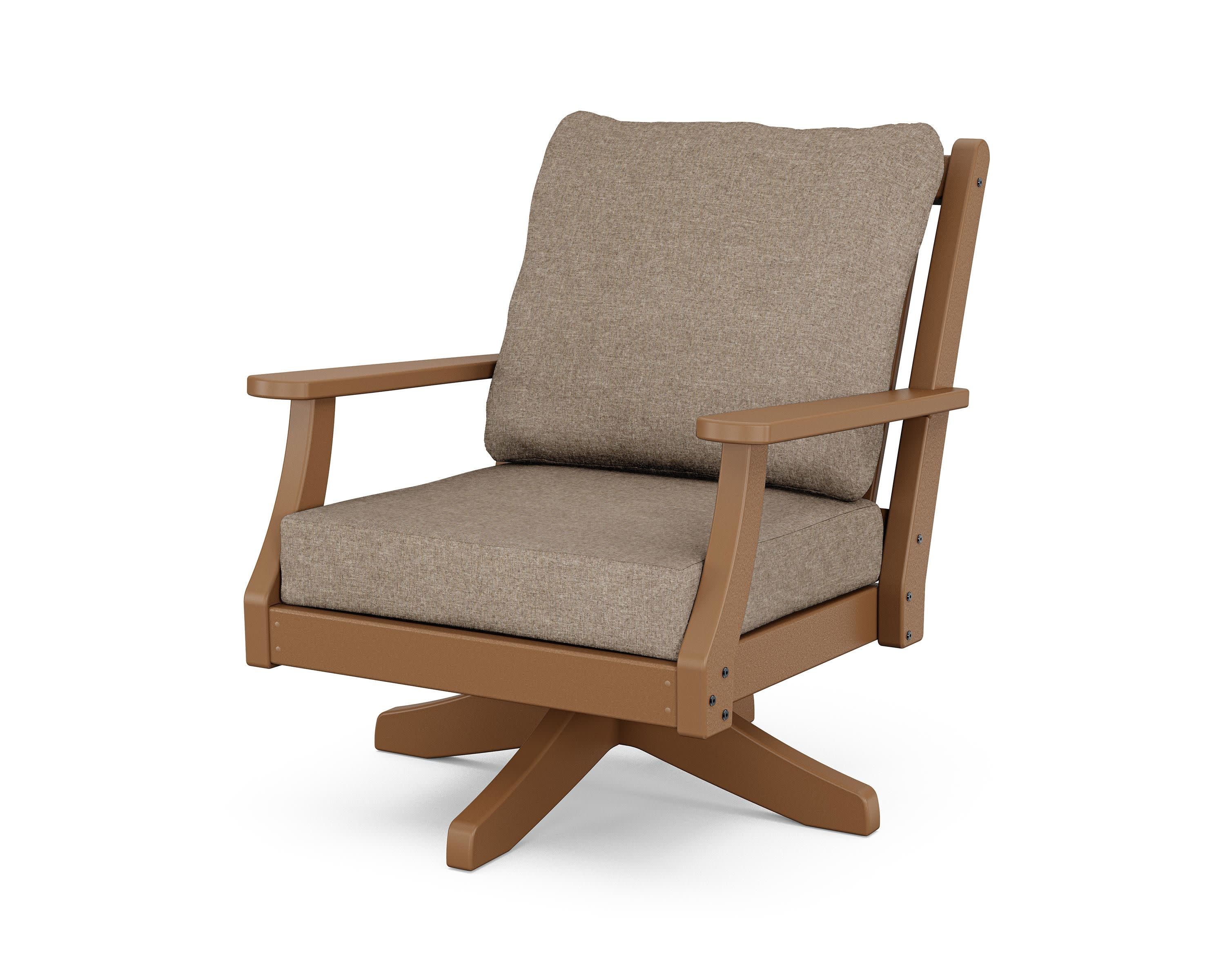 Wovendale Deep Seating Swivel Chair in Teak / Spiced Burlap
