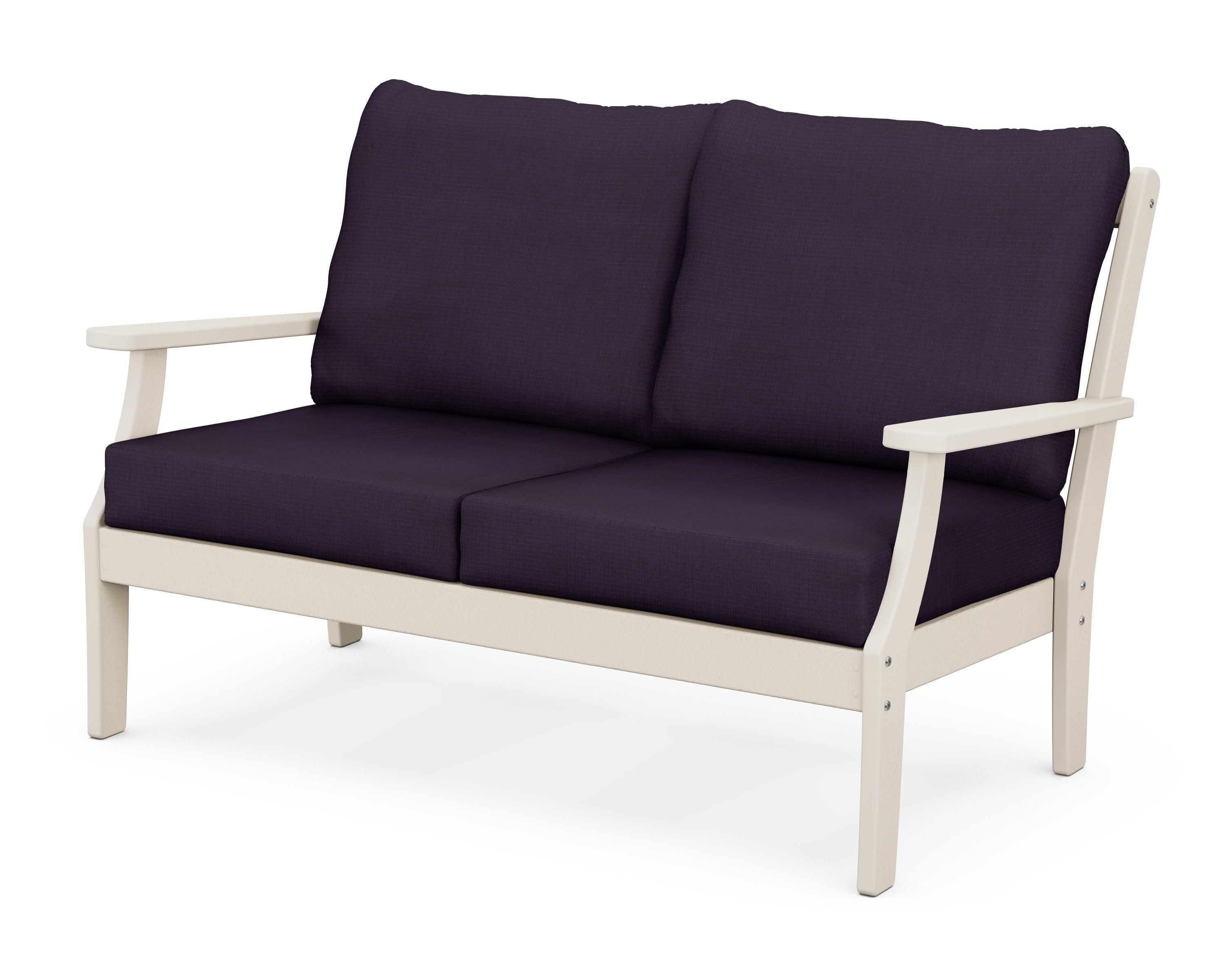 Braxton Deep Seating Loveseat in Sand / Navy Linen