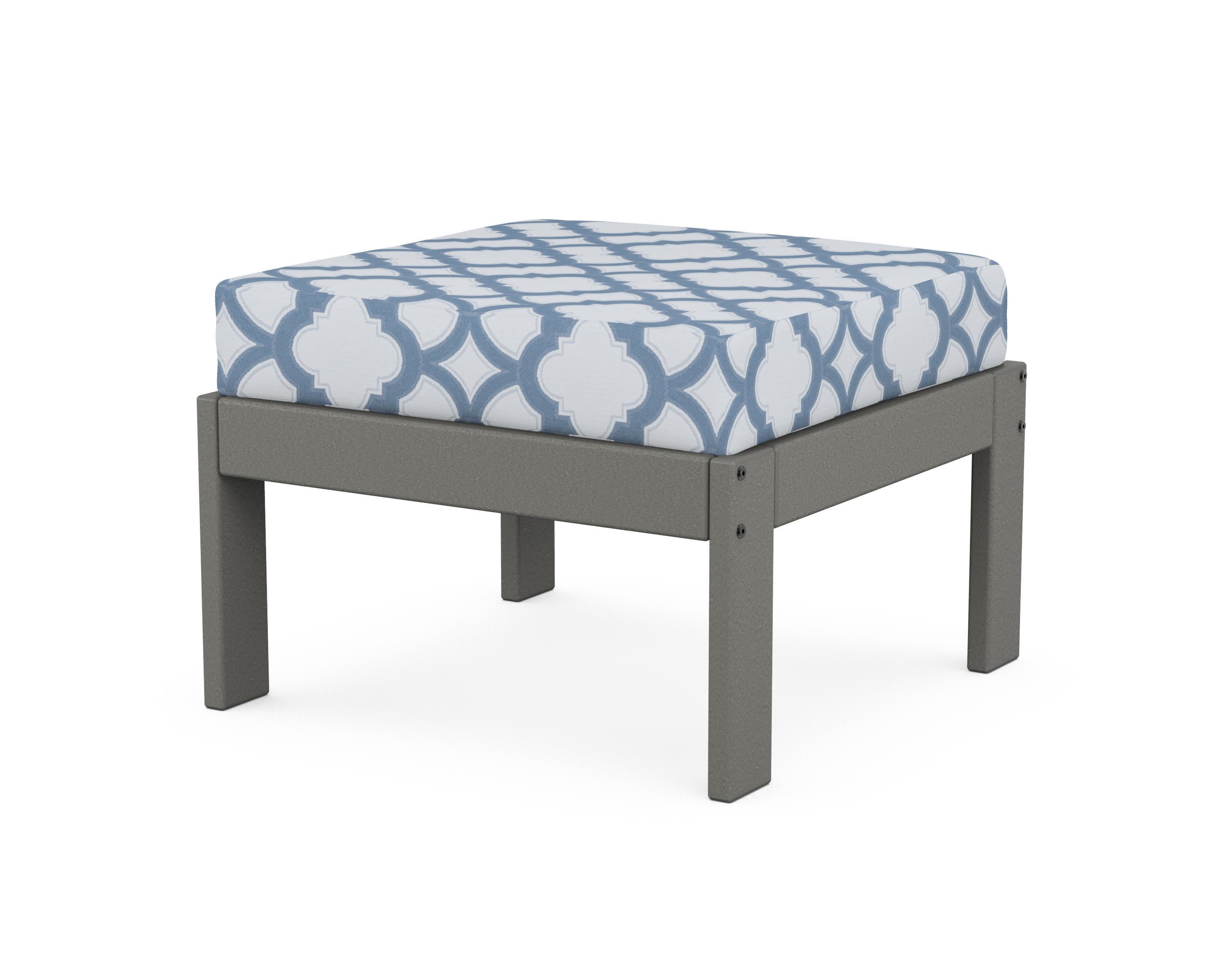 Vineyard Modular Ottoman in Slate Grey / Trellis Sky Blue