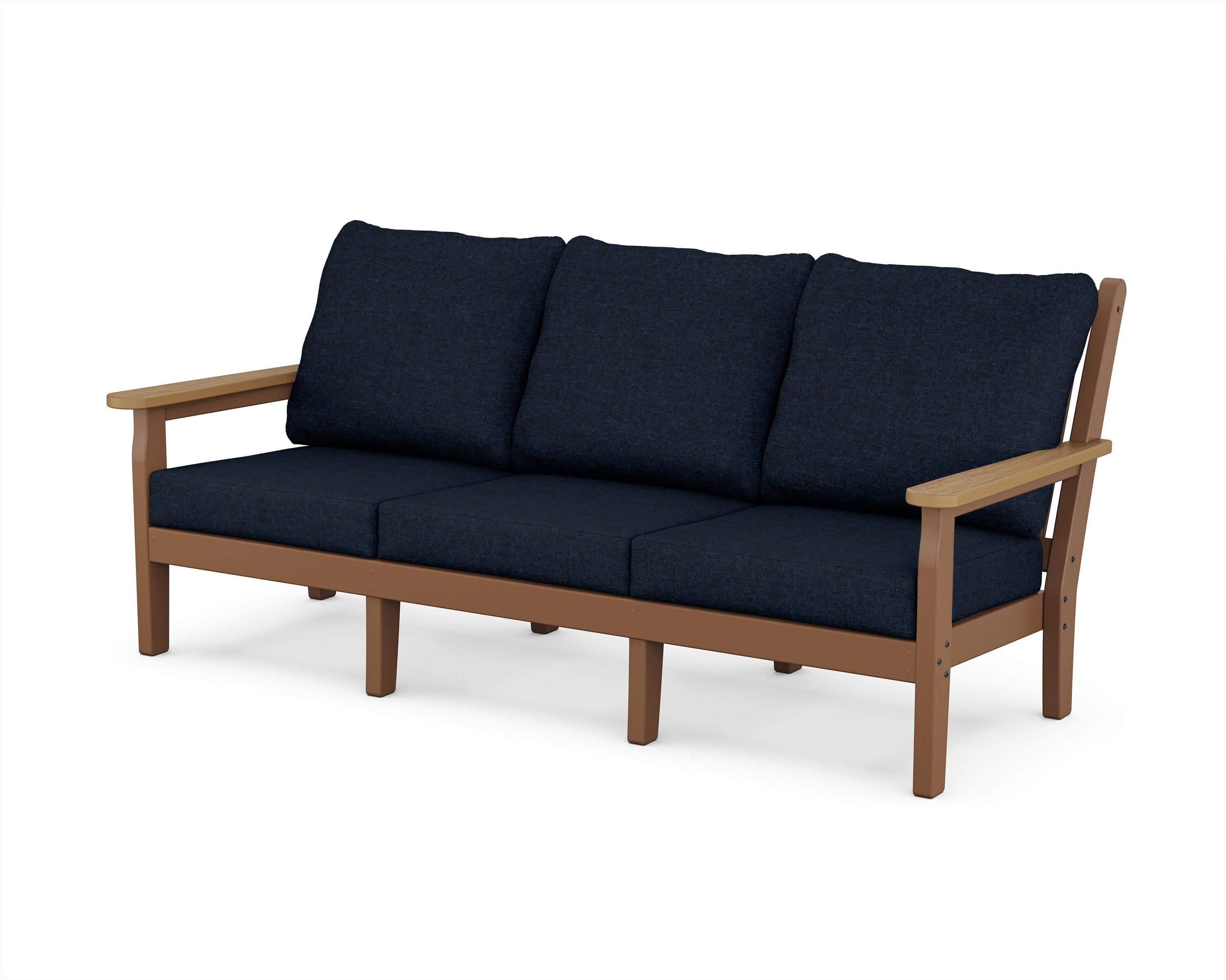 Chippendale Deep Seating Sofa in Teak / Natural / Marine Indigo