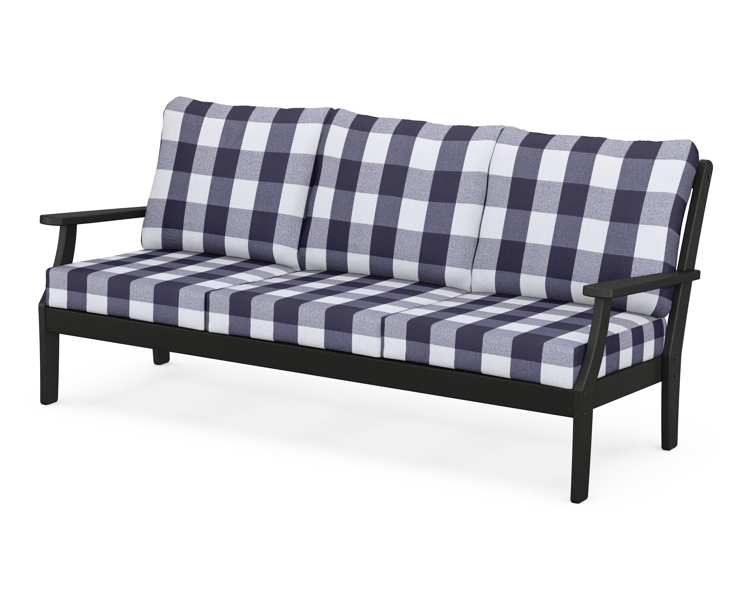 Braxton Deep Seating Sofa in Black / Buffalo Plaid Navy
